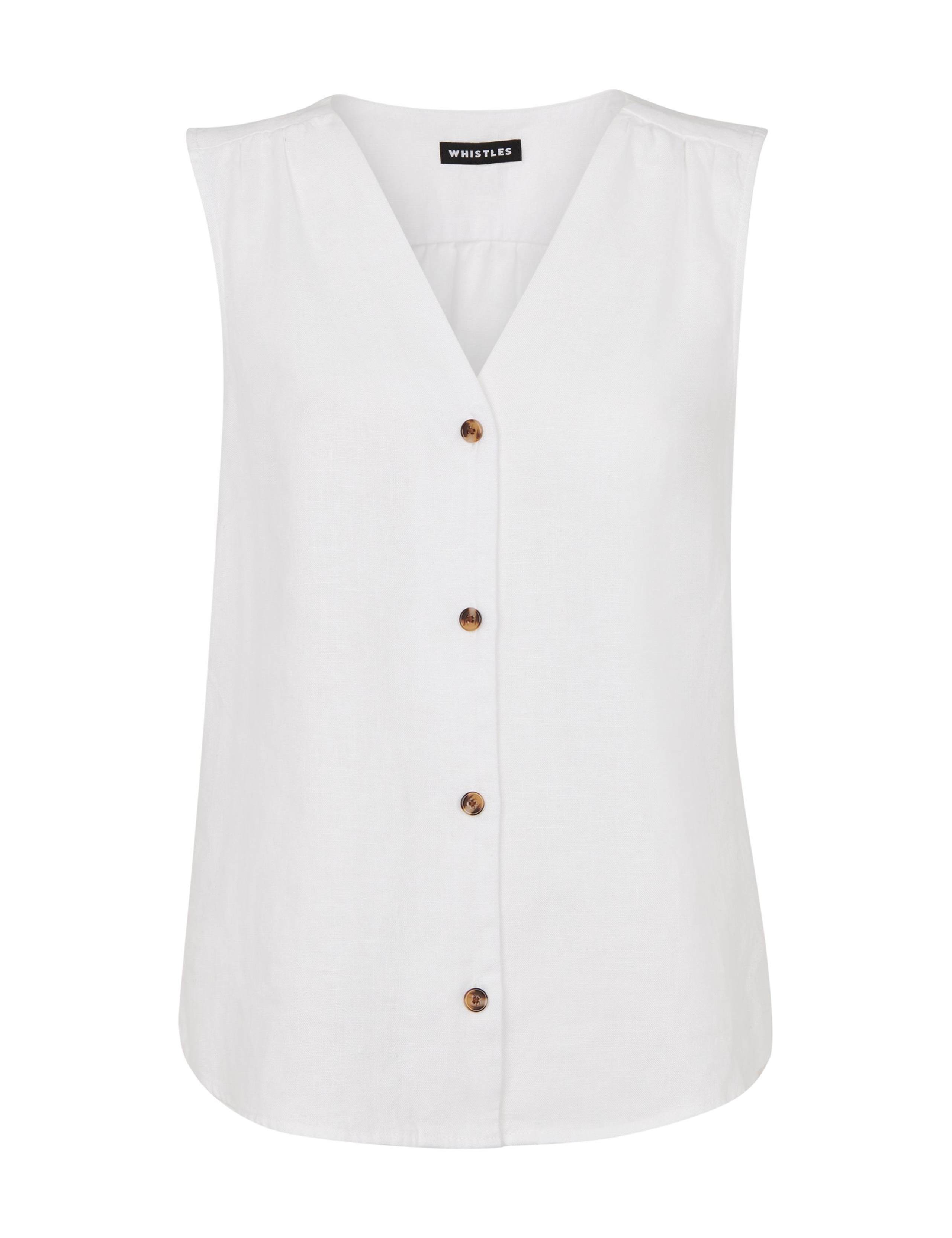 Laura Pure Linen Button Through Tank Top 2 of 4