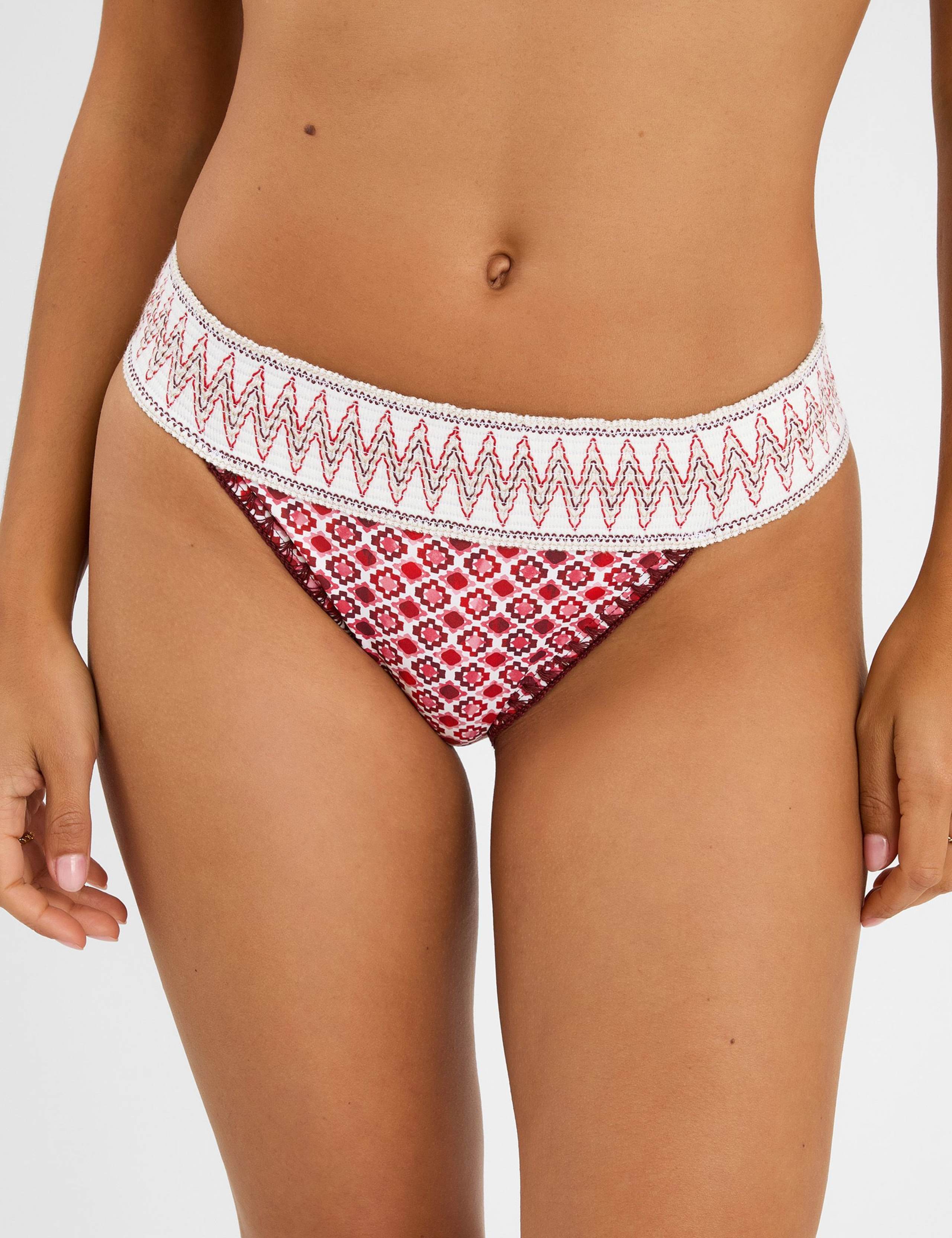 Tile Print High Leg Bikini Bottoms 3 of 4
