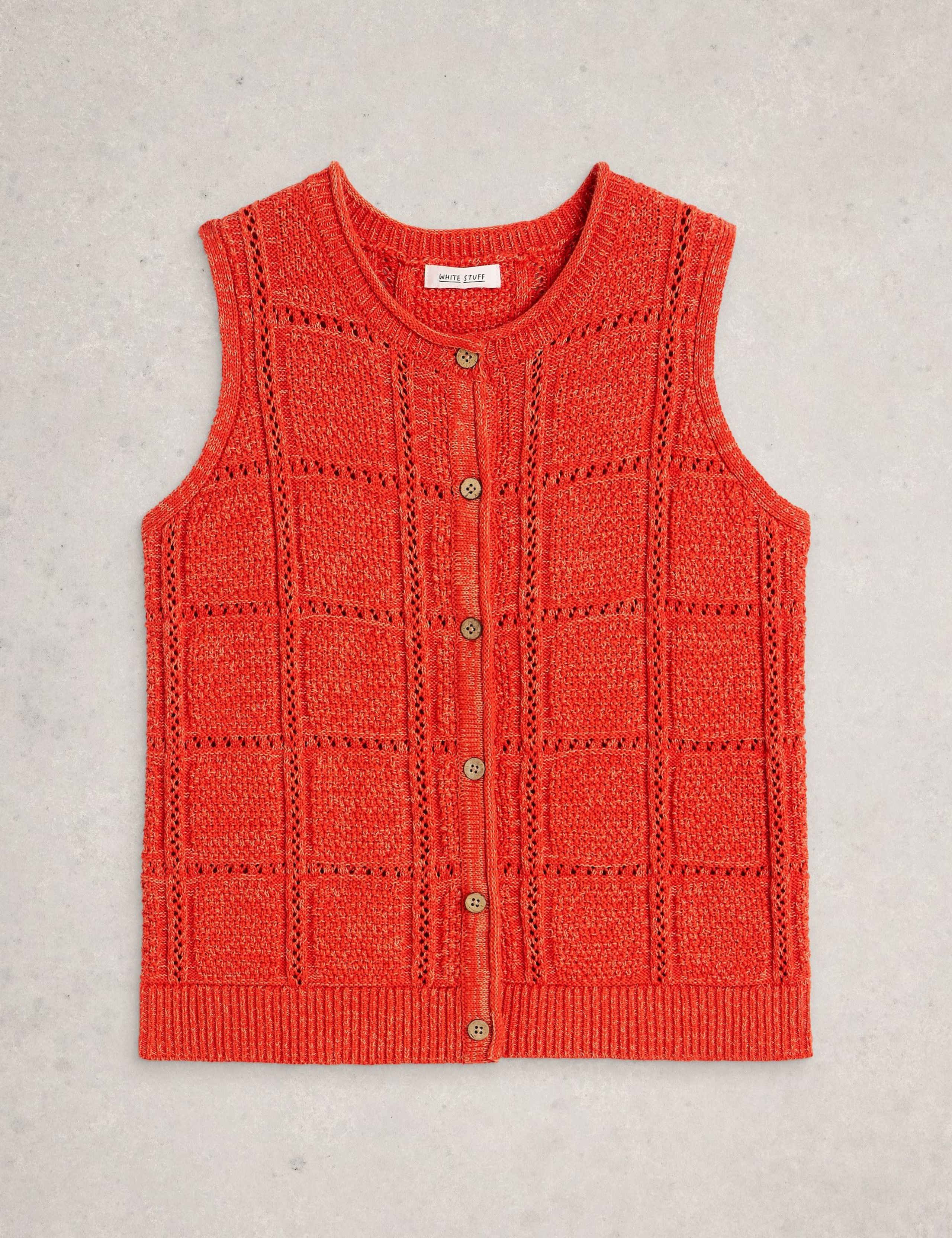 Pure Cotton Patterned Knitted Waistcoat 2 of 6