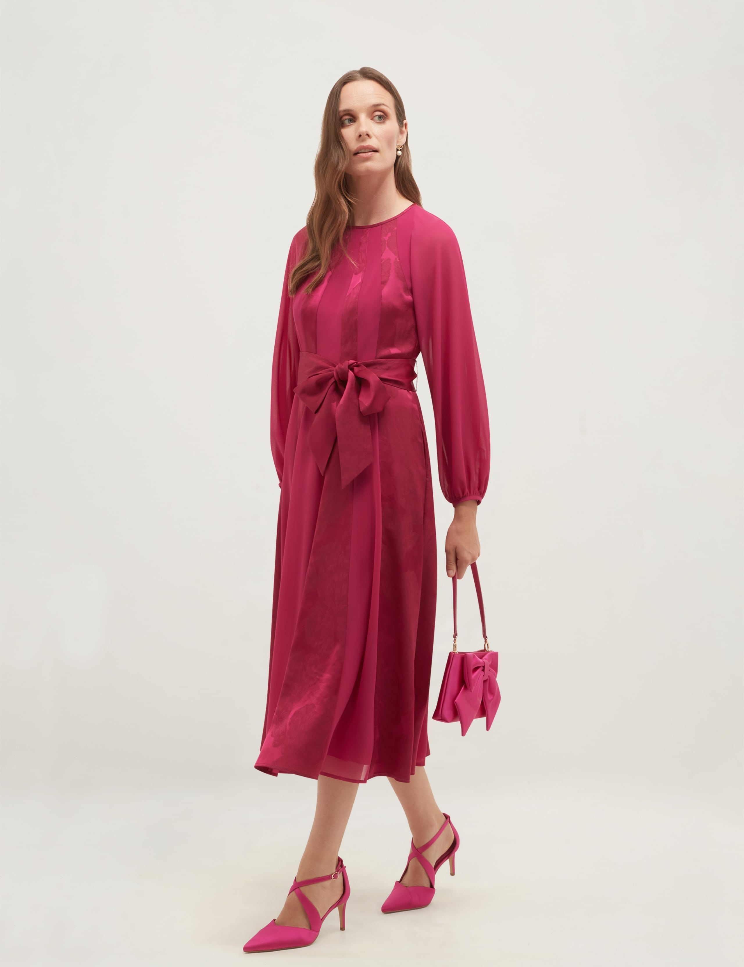 Stripe Jacquard Belted Midi Skater Dress 5 of 5