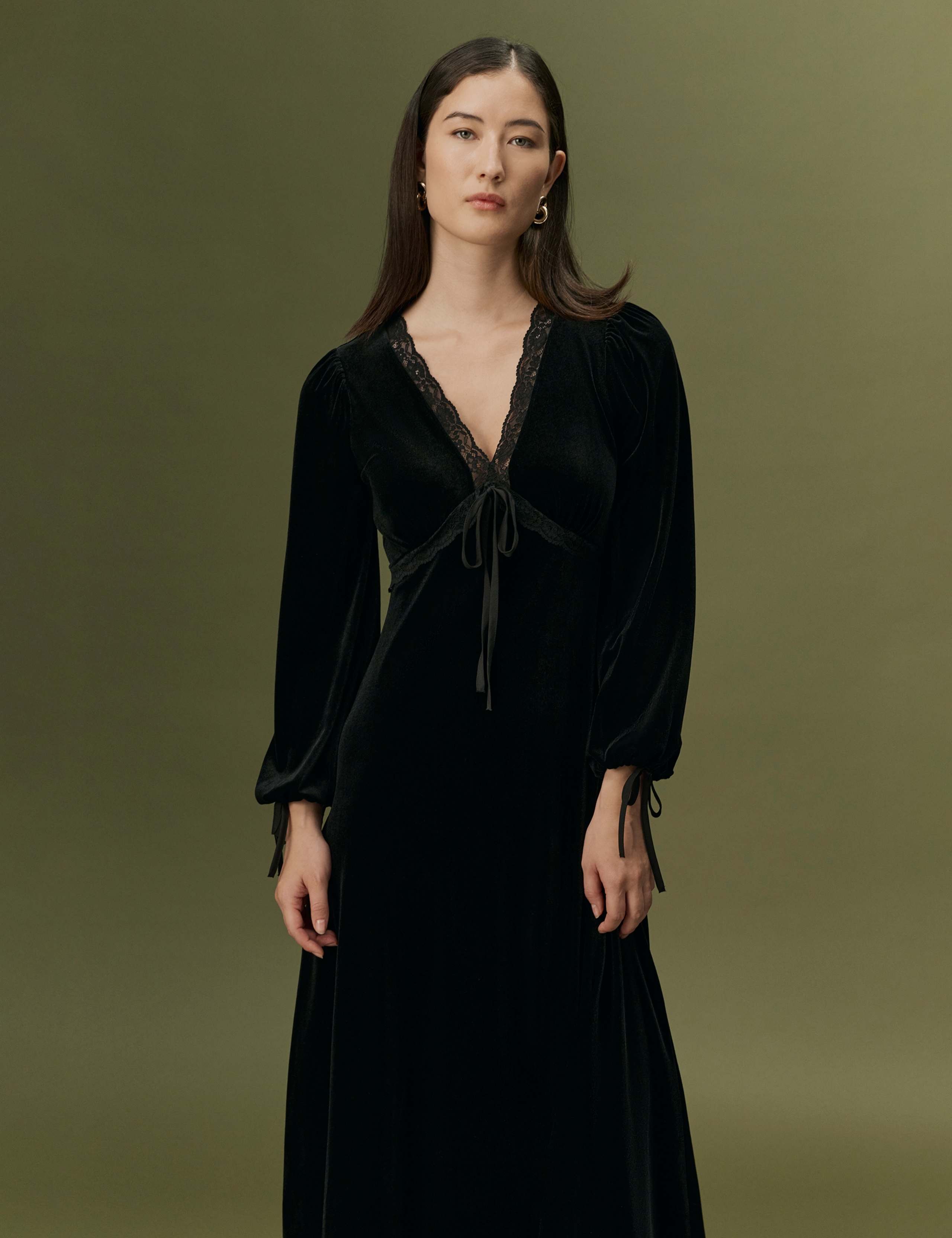 Velvet Button Front Midi Tea Dress 4 of 11