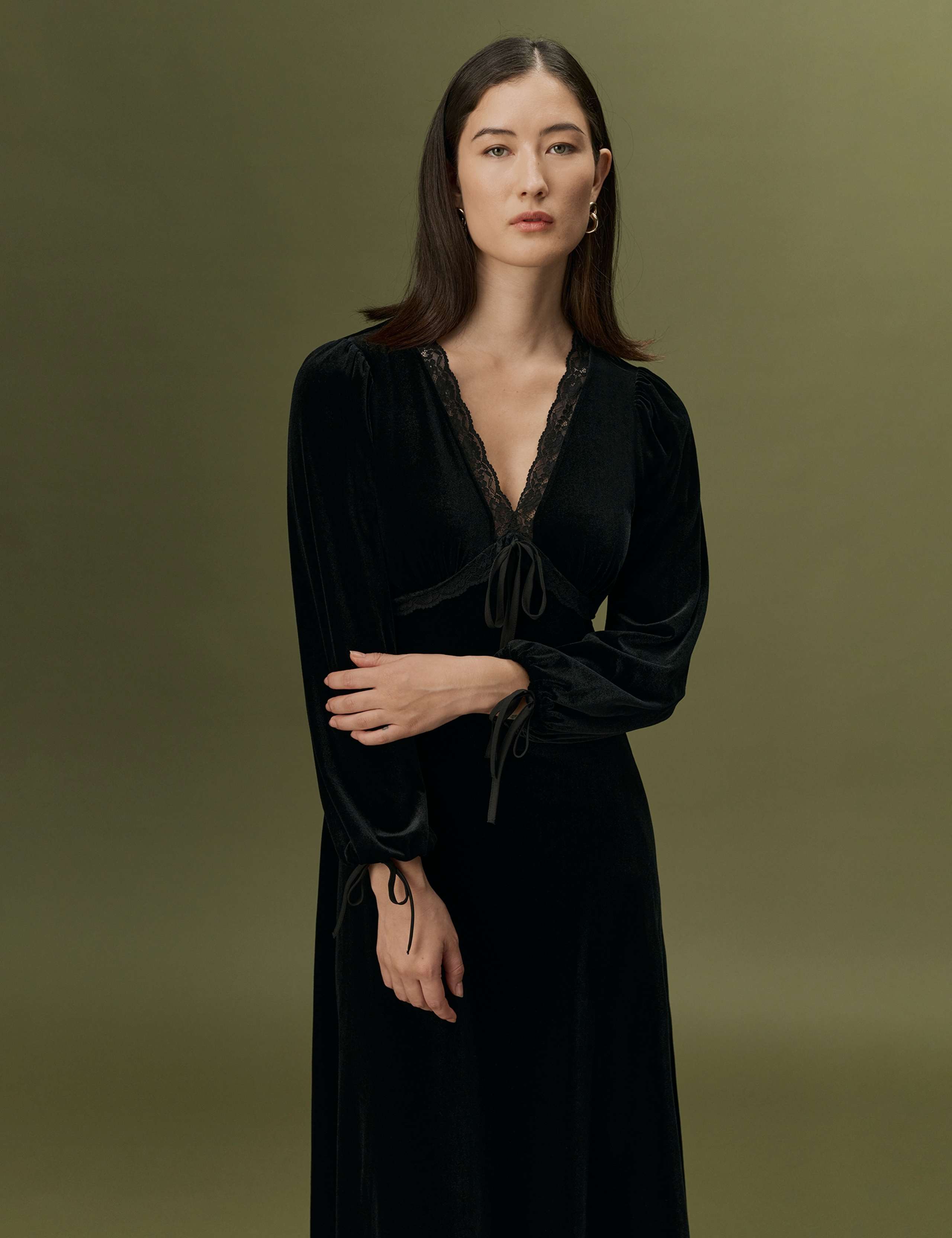 Velvet Button Front Midi Tea Dress 8 of 11