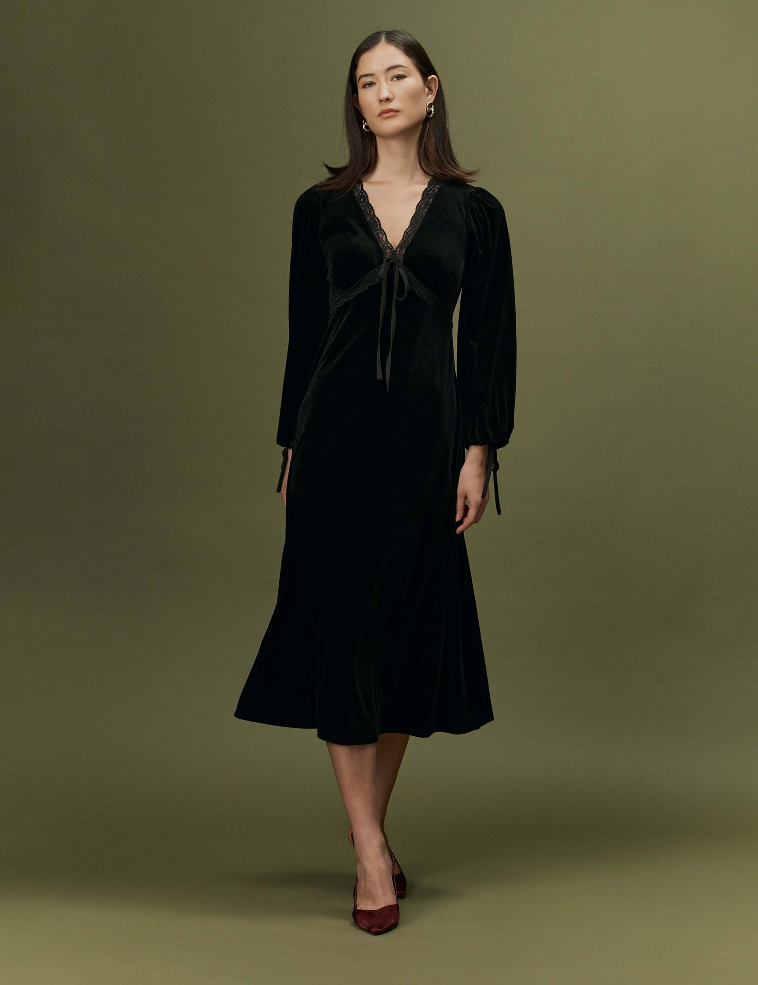 Velvet Button Front Midi Tea Dress 10 of 11