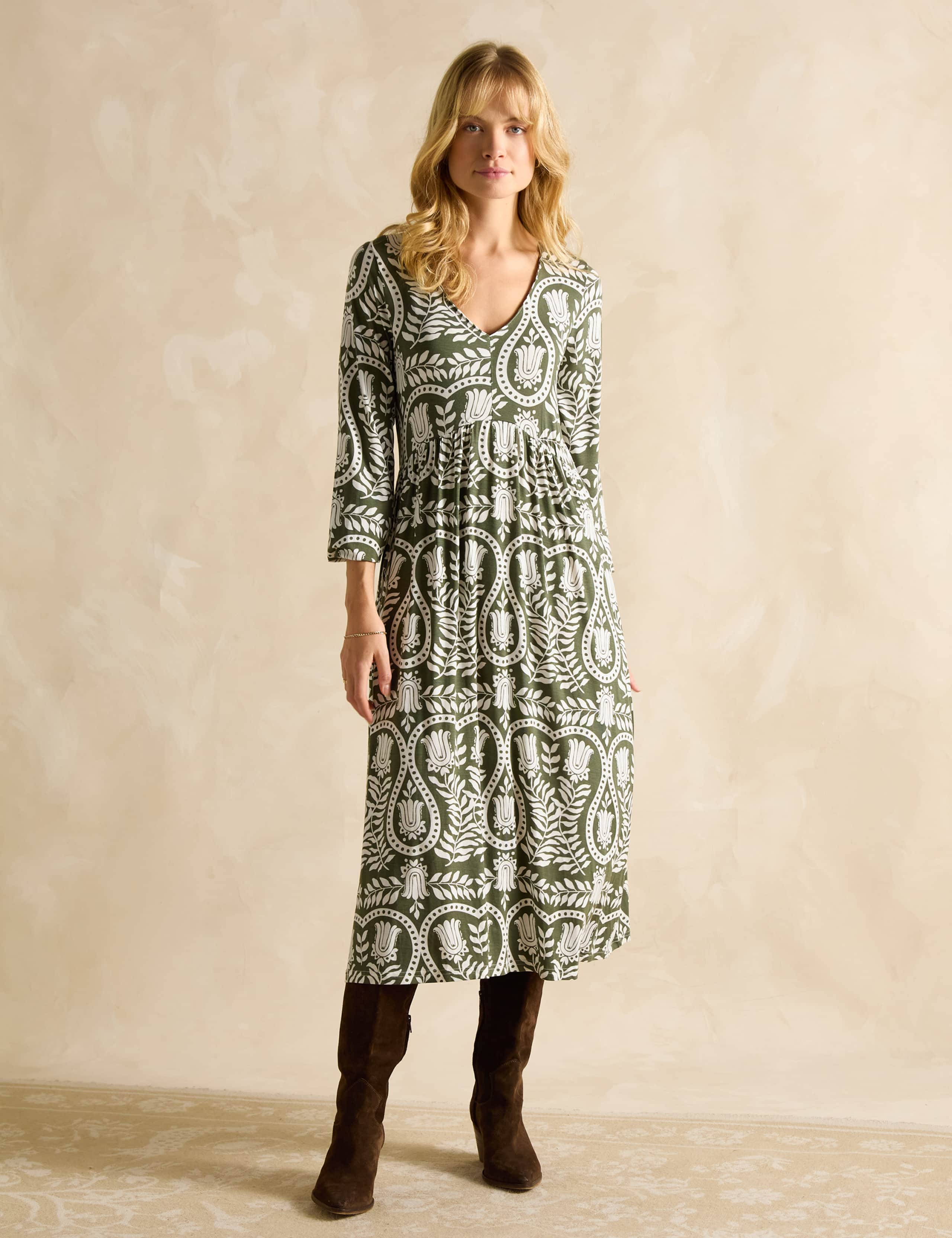 Floral V-Neck Midaxi Skater Dress 3 of 6
