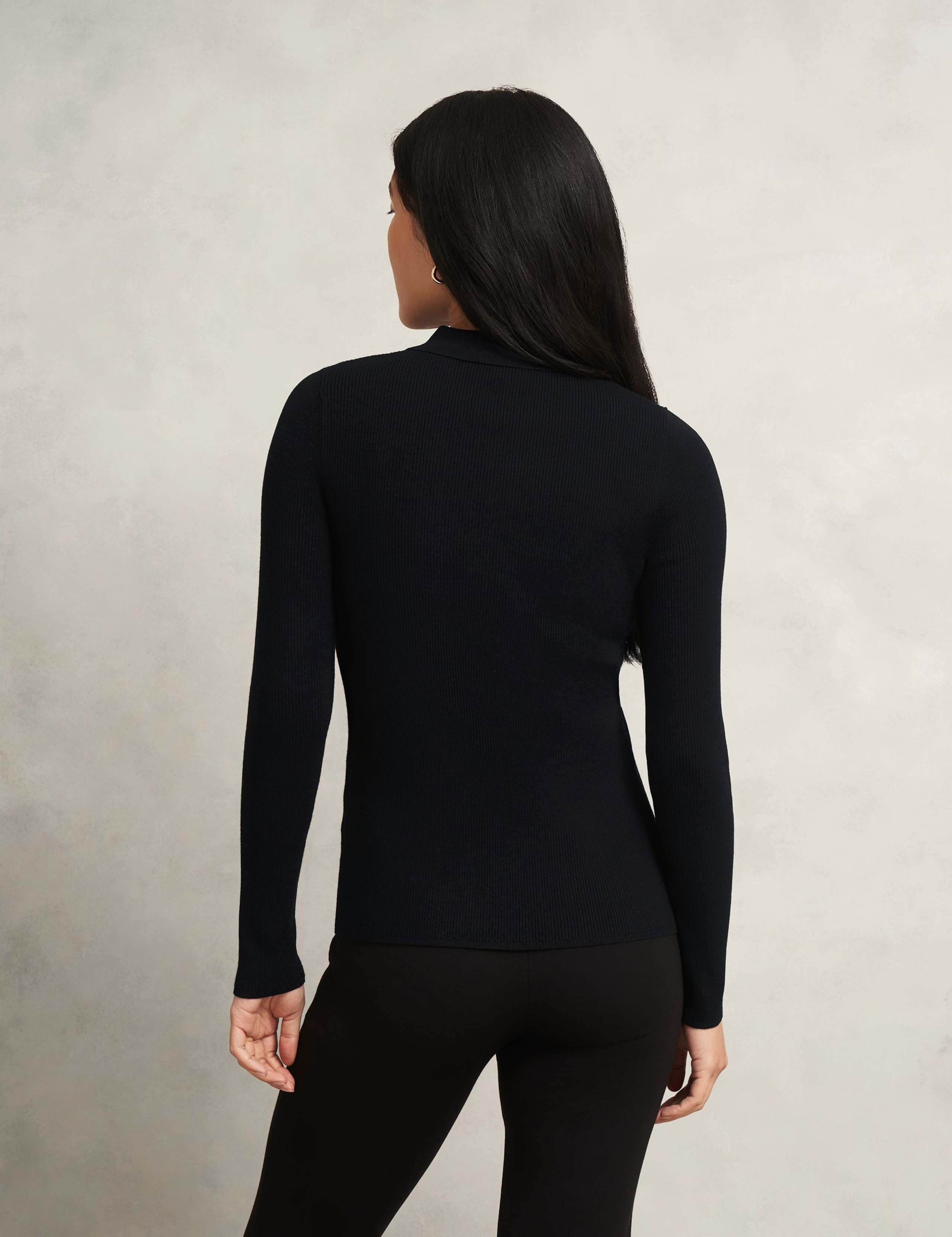 Ribbed Collared Half Zip Knitted Shirt 3 of 5