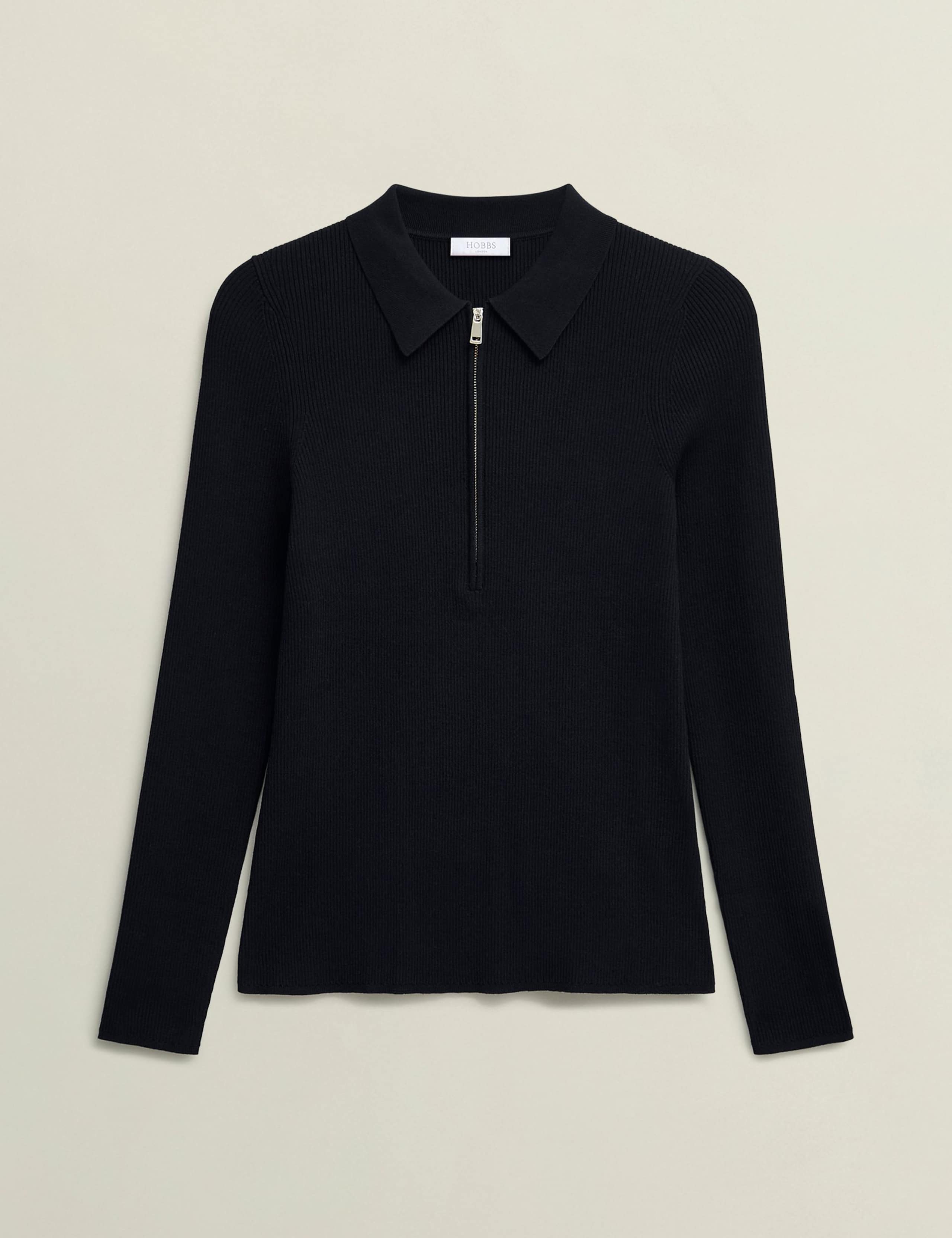 Ribbed Collared Half Zip Knitted Shirt 2 of 5