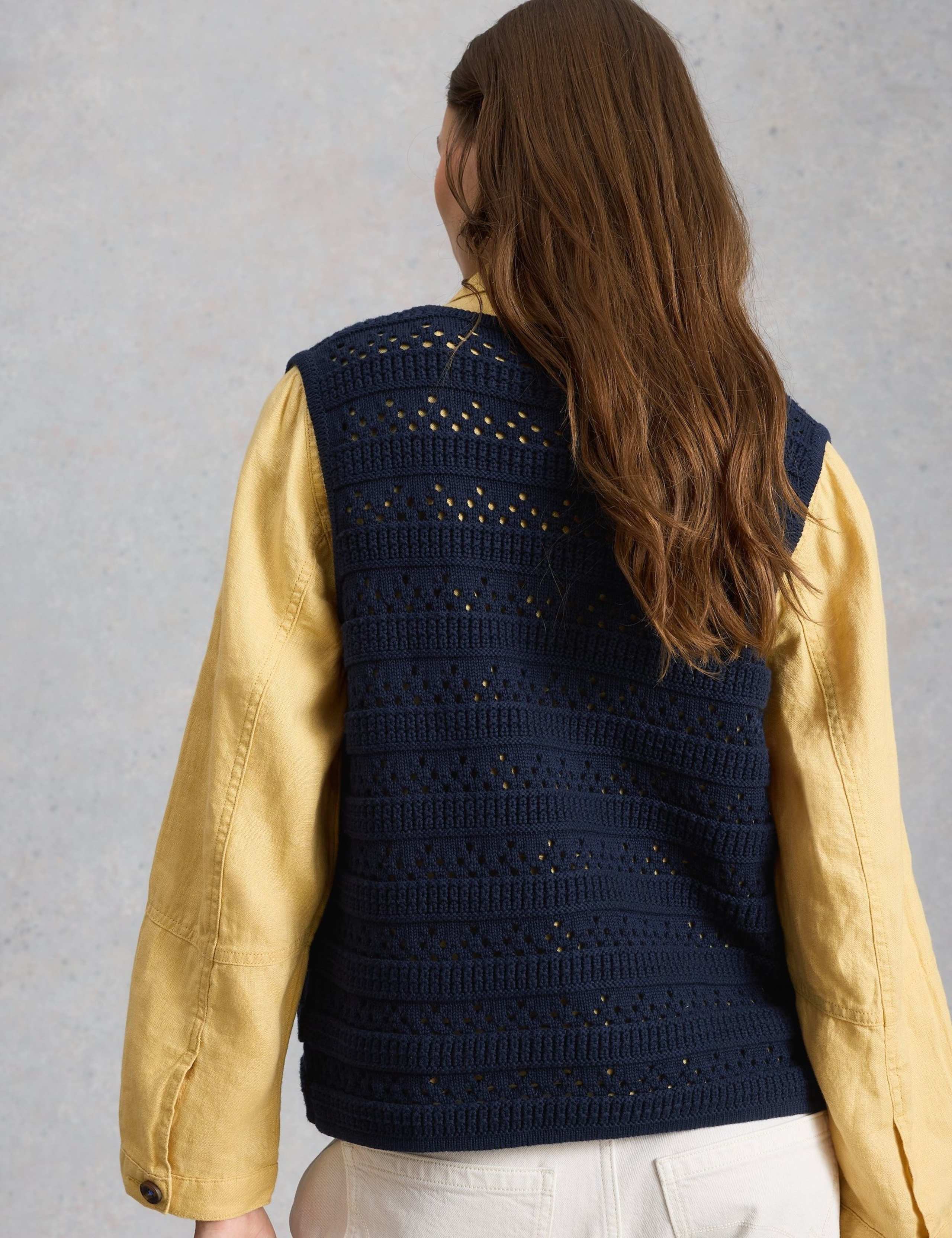 Pure Cotton Textured V-Neck Knitted Vest 3 of 6