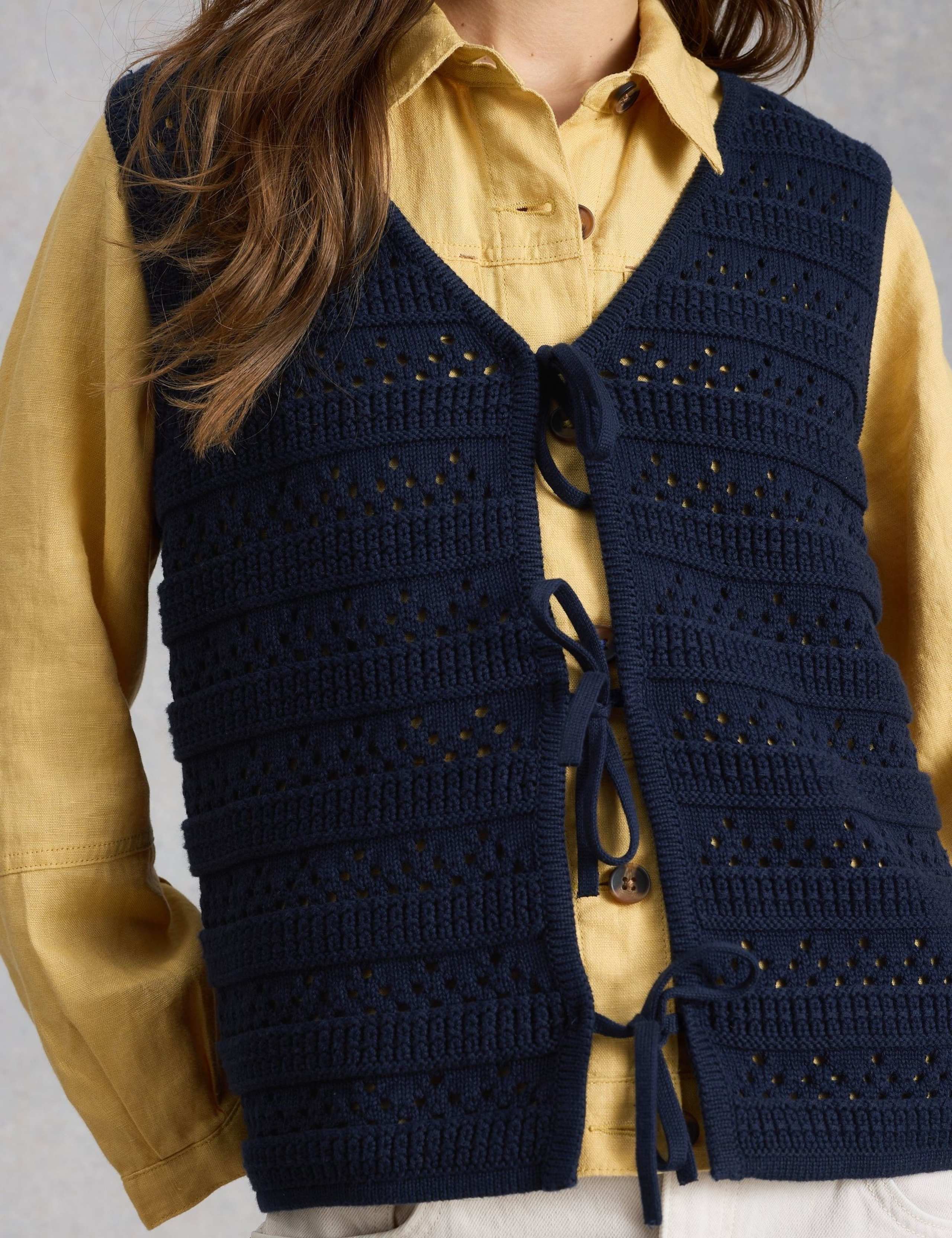 Pure Cotton Textured V-Neck Knitted Vest 5 of 6