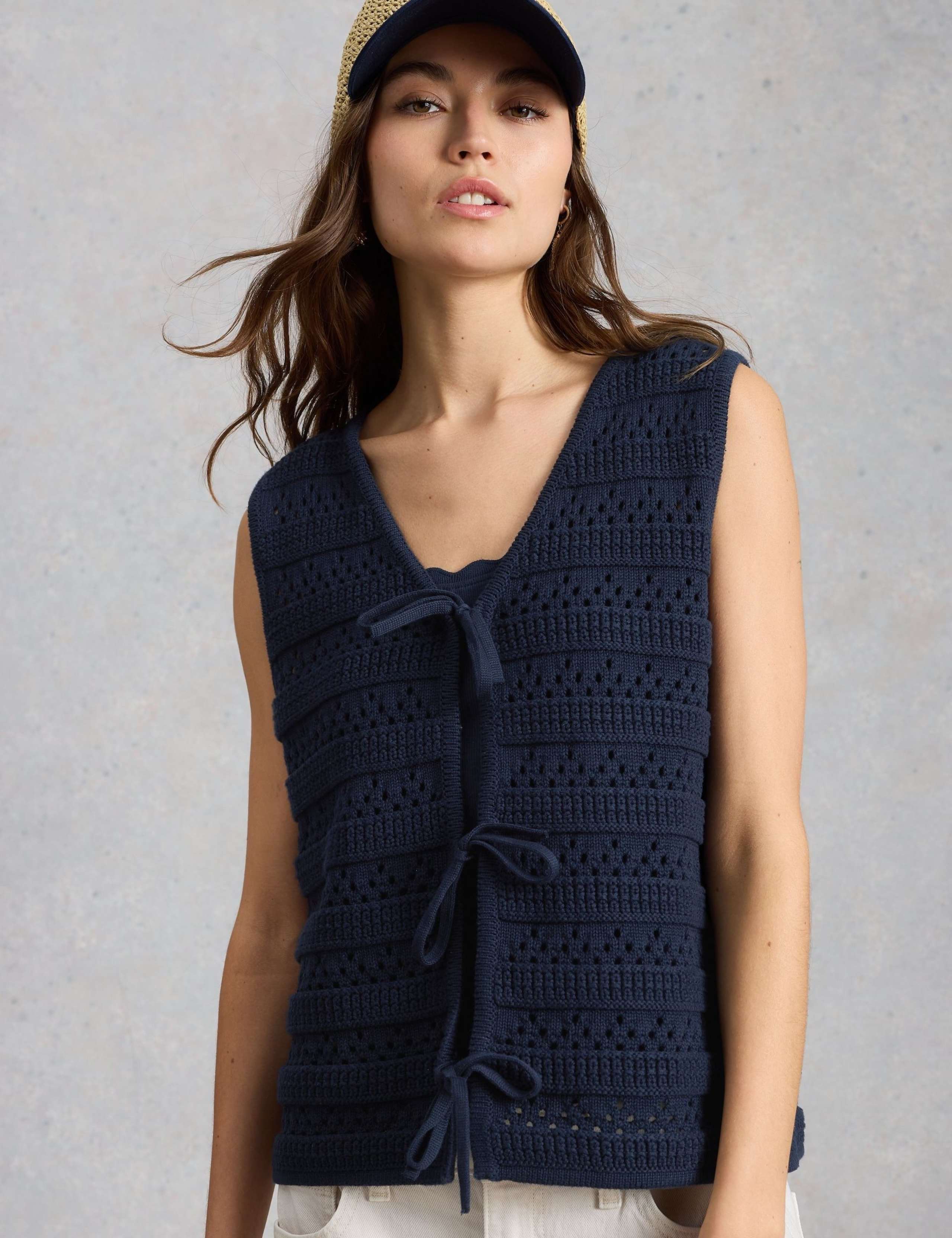 Pure Cotton Textured V-Neck Knitted Vest 6 of 6