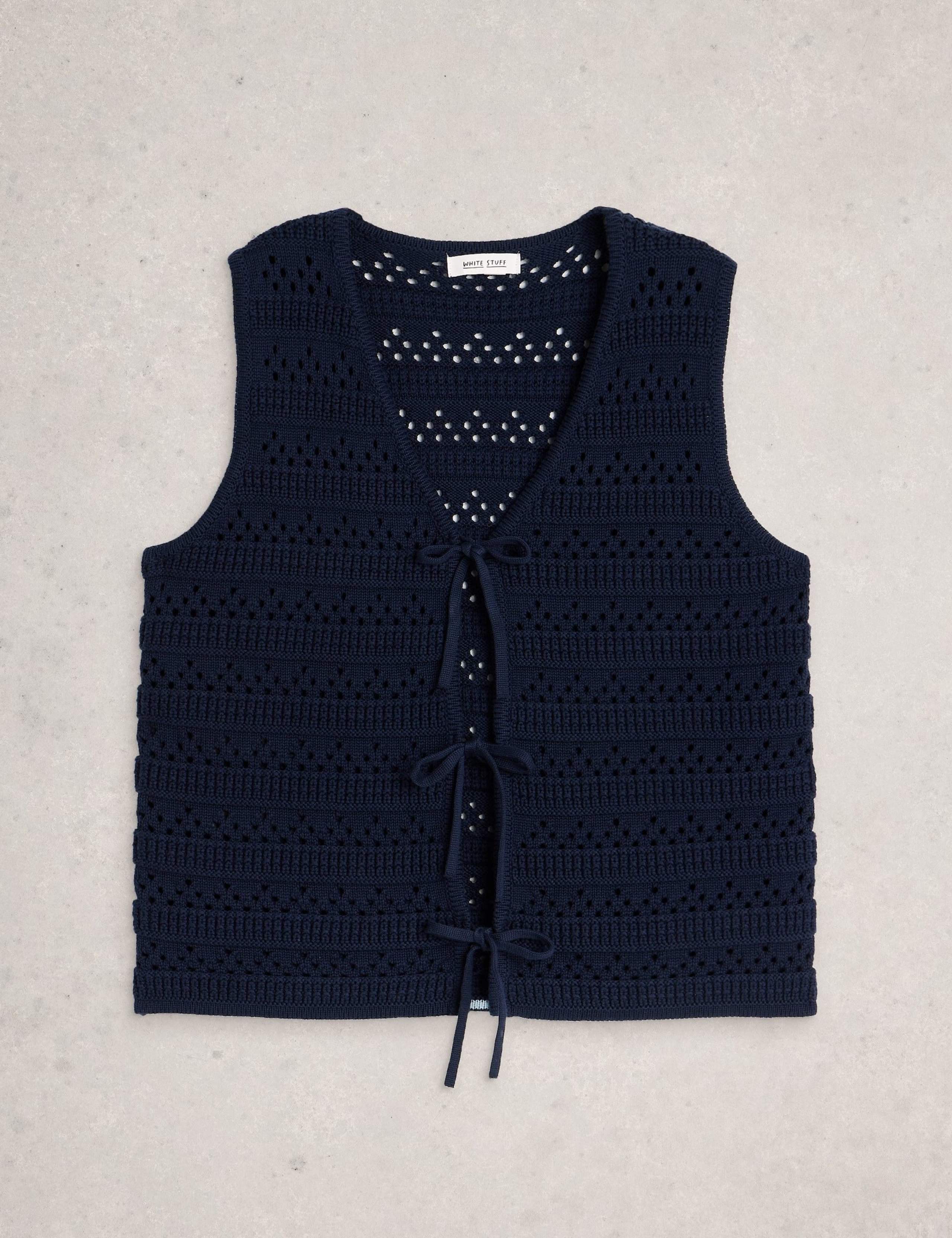 Pure Cotton Textured V-Neck Knitted Vest 2 of 6