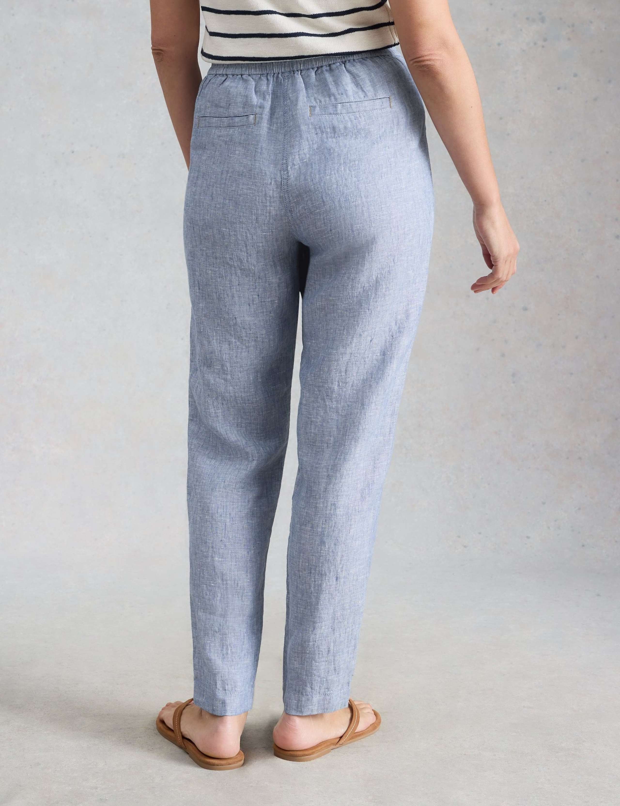 Pure Linen Tapered Ankle Grazer Trousers 3 of 6