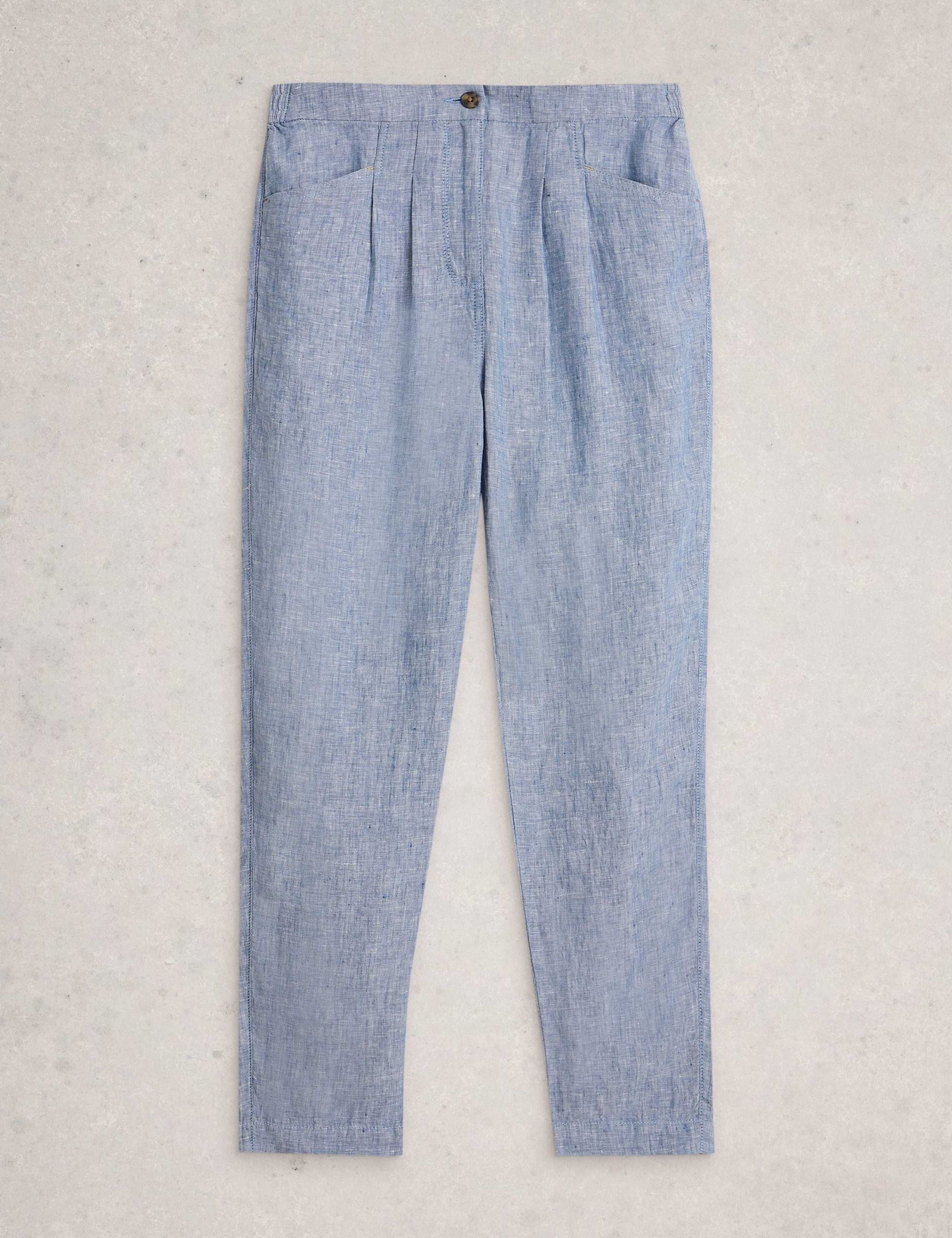 Pure Linen Tapered Ankle Grazer Trousers 2 of 6