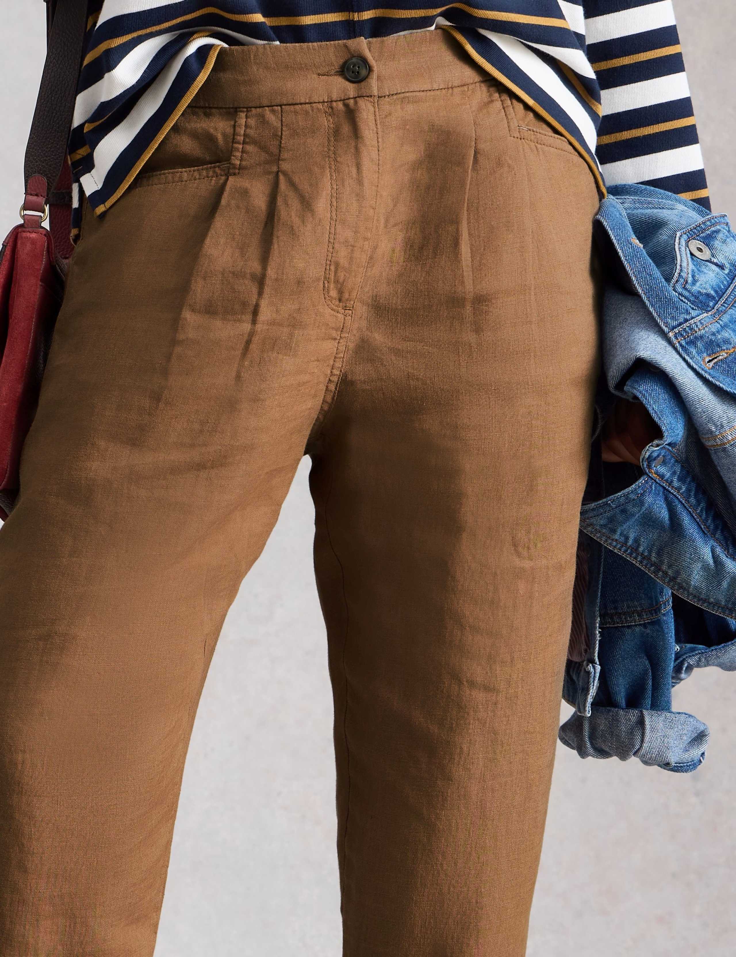 Pure Linen Tapered Ankle Grazer Trousers 3 of 6