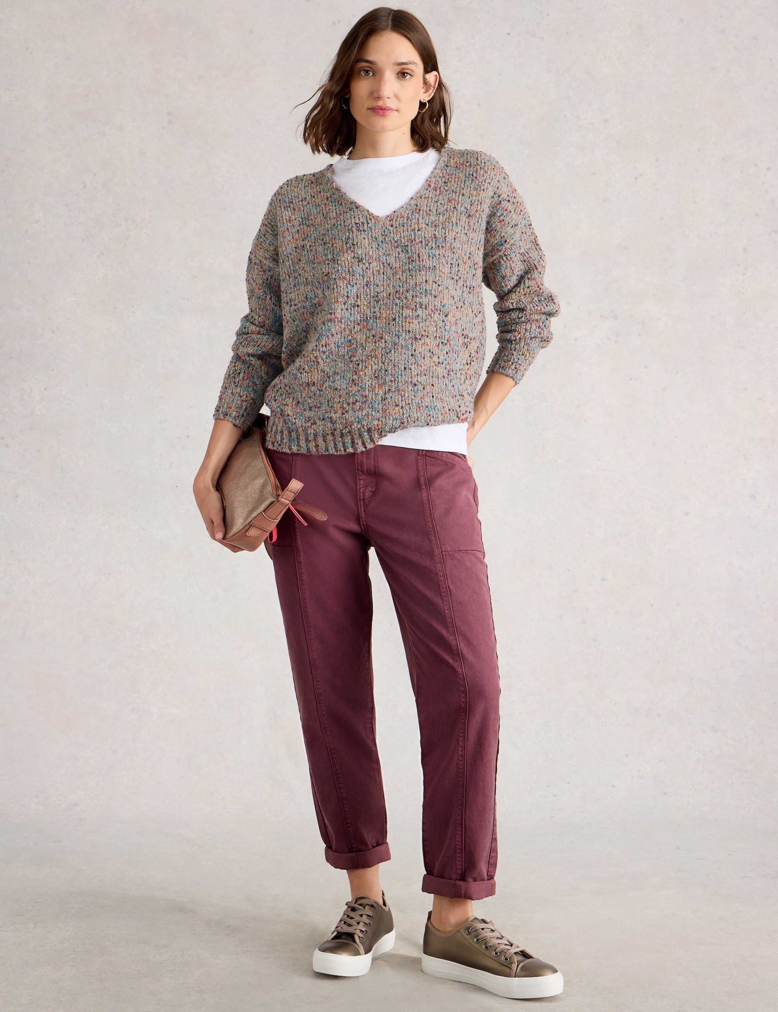 V-Neck Textured Jumper with Wool 1 of 6