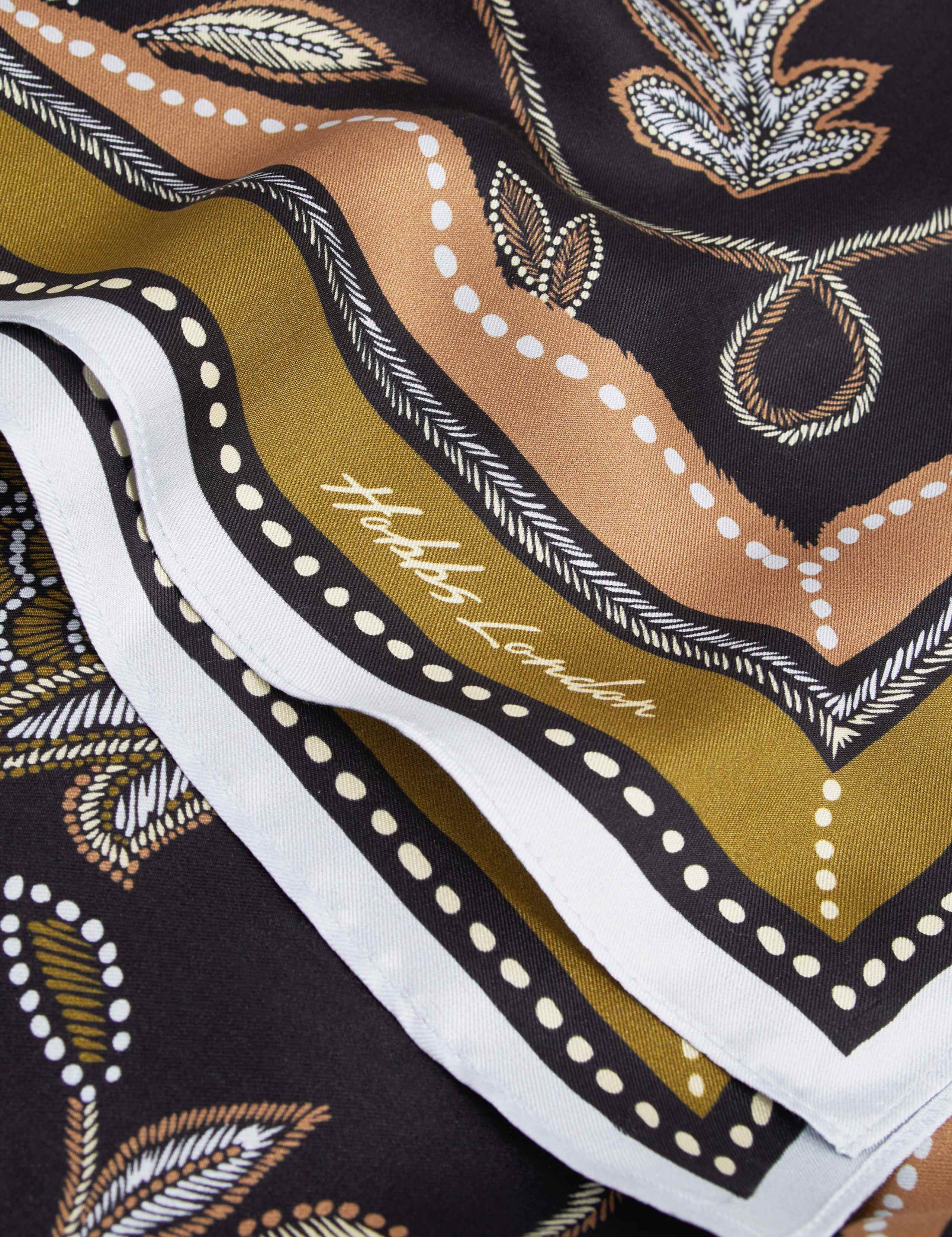 Pure Silk Leaf Print Square Scarf 4 of 5