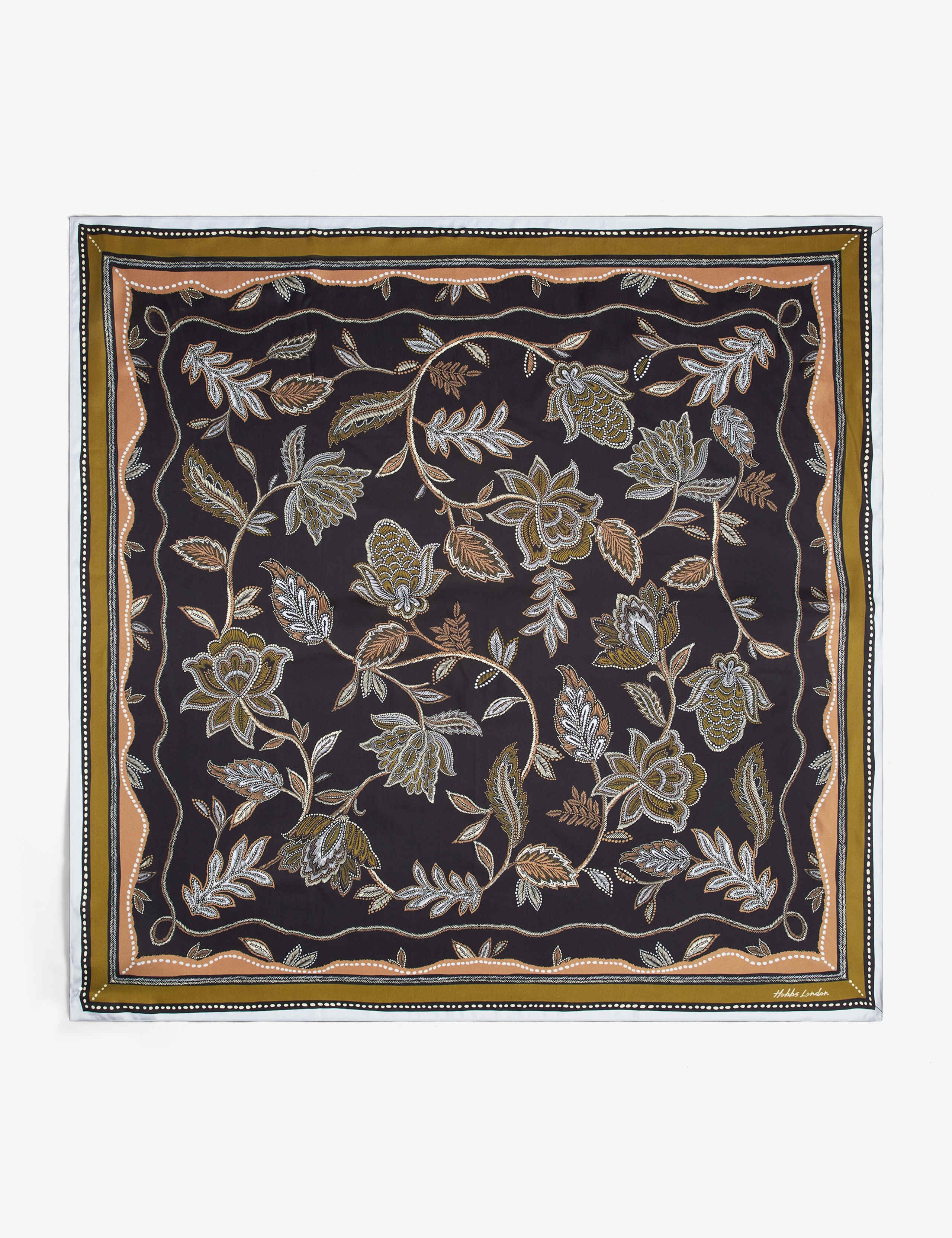 Pure Silk Leaf Print Square Scarf 2 of 5