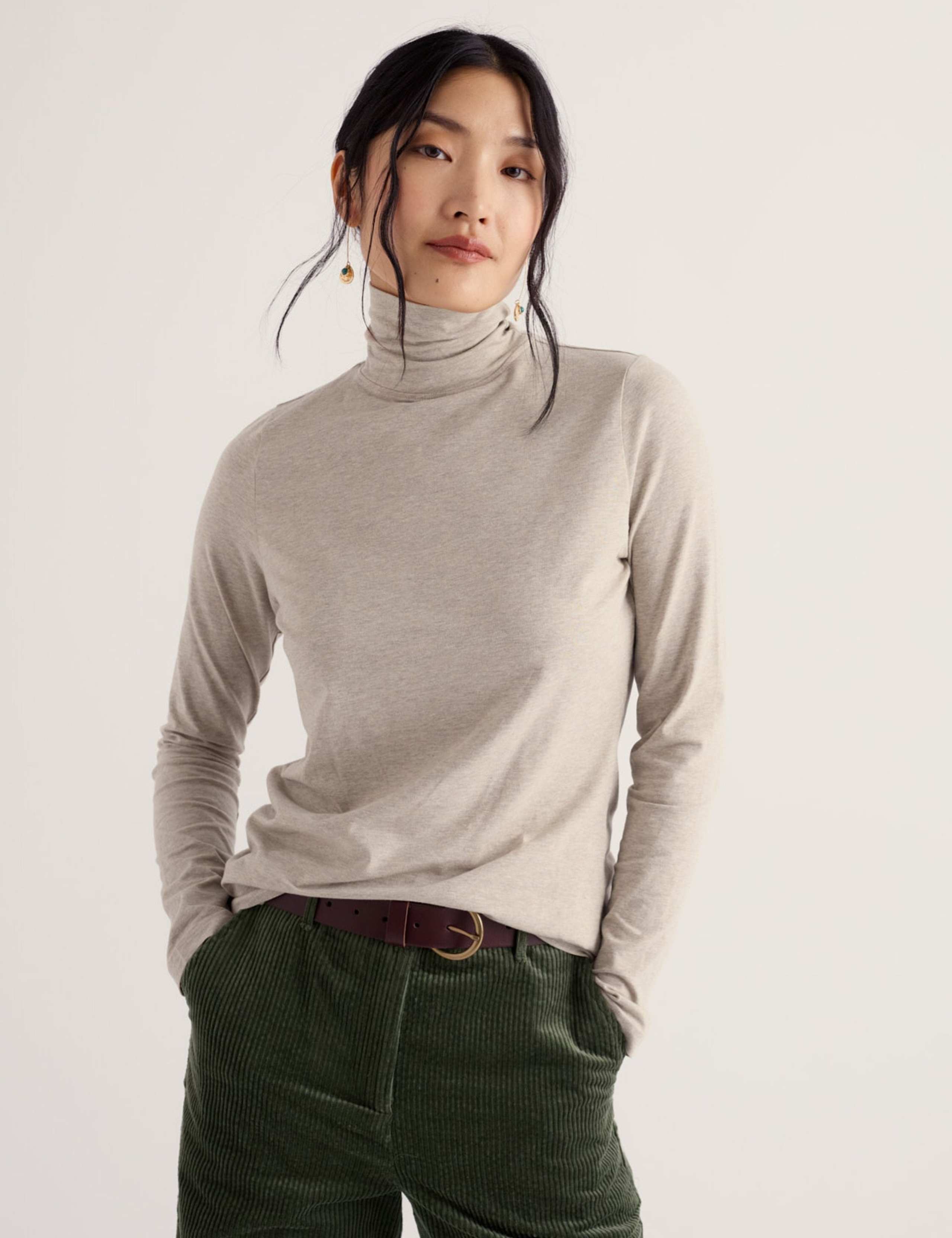 Pure Cotton Roll Neck Regular Fit Top 3 of 5