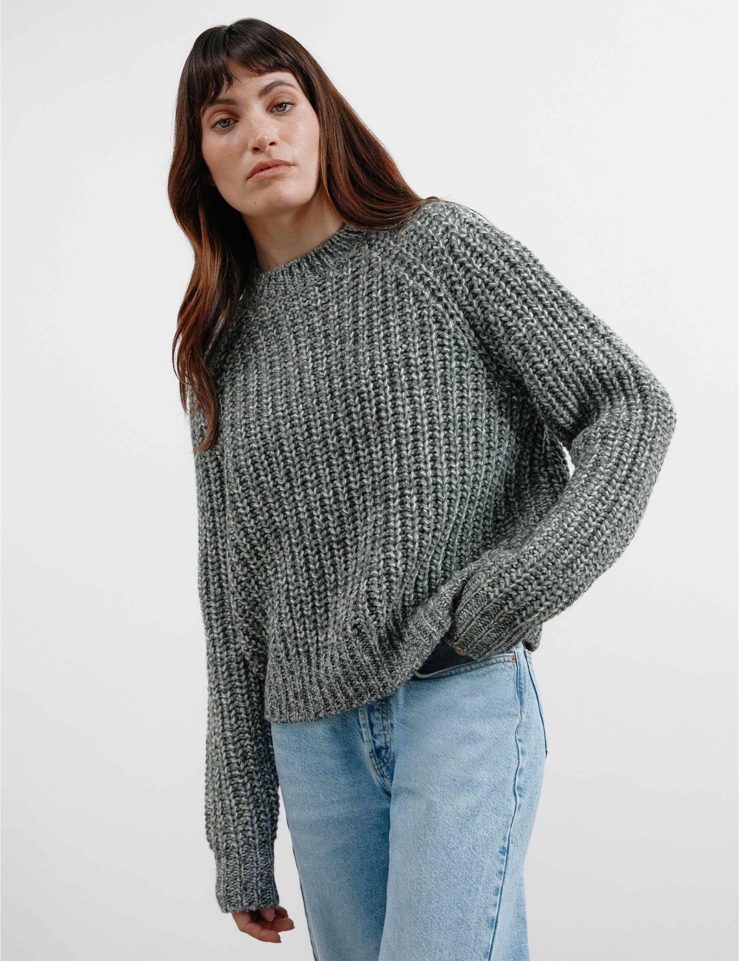 Wool Blend Ribbed Crew Neck Jumper 1 of 5