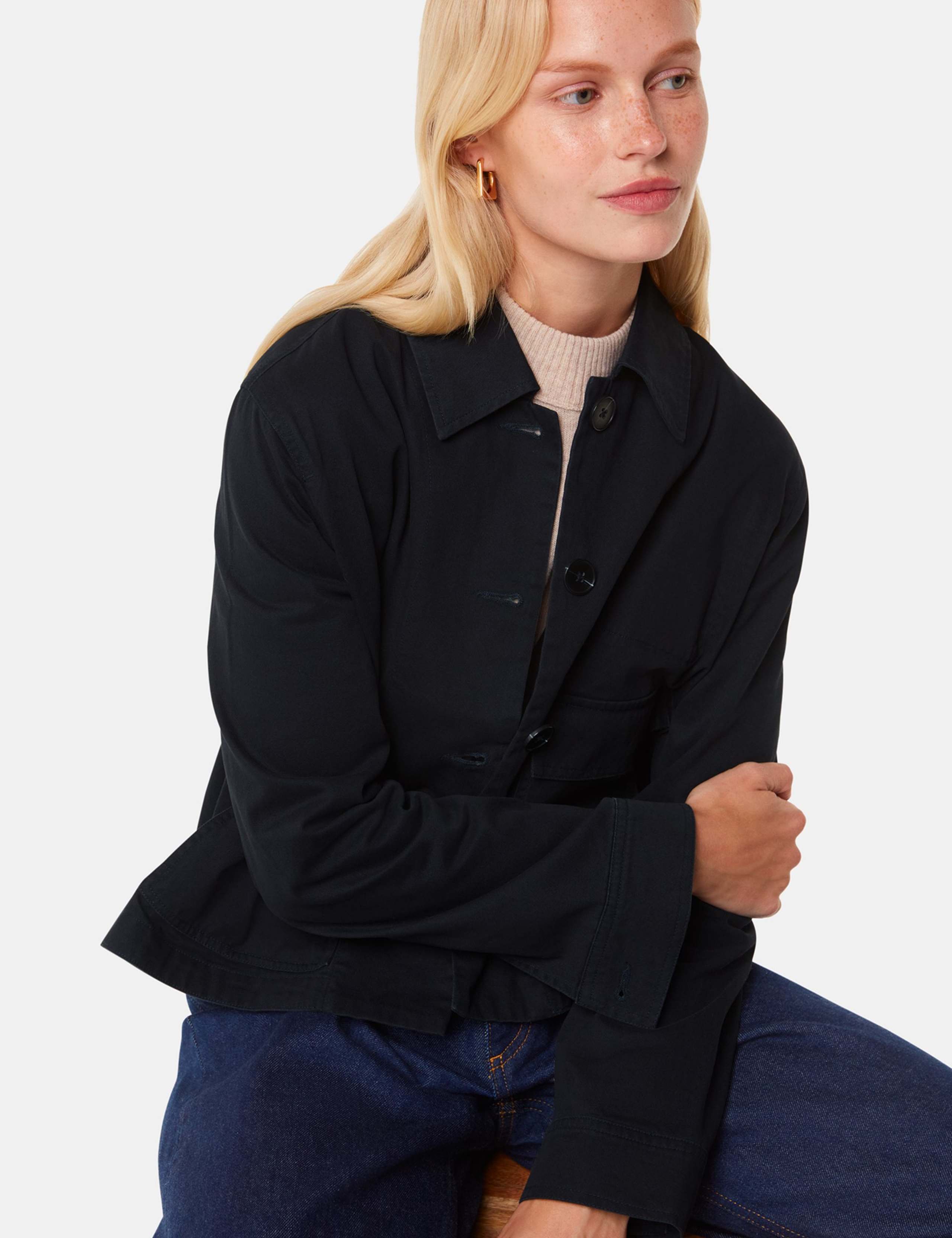 Marie Pure Cotton Collared Short Jacket 4 of 4