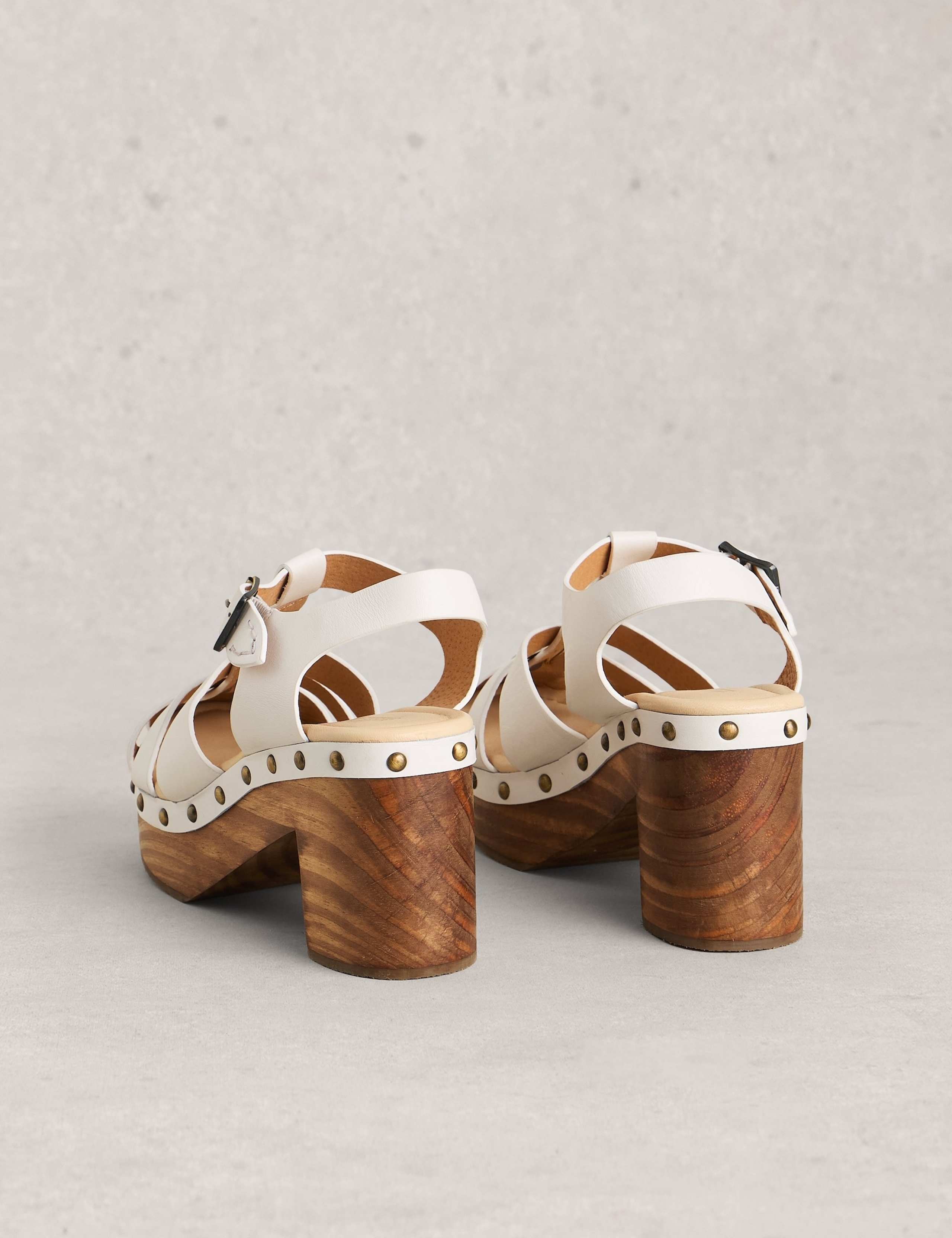 Leather Block Heel Clogs 4 of 4