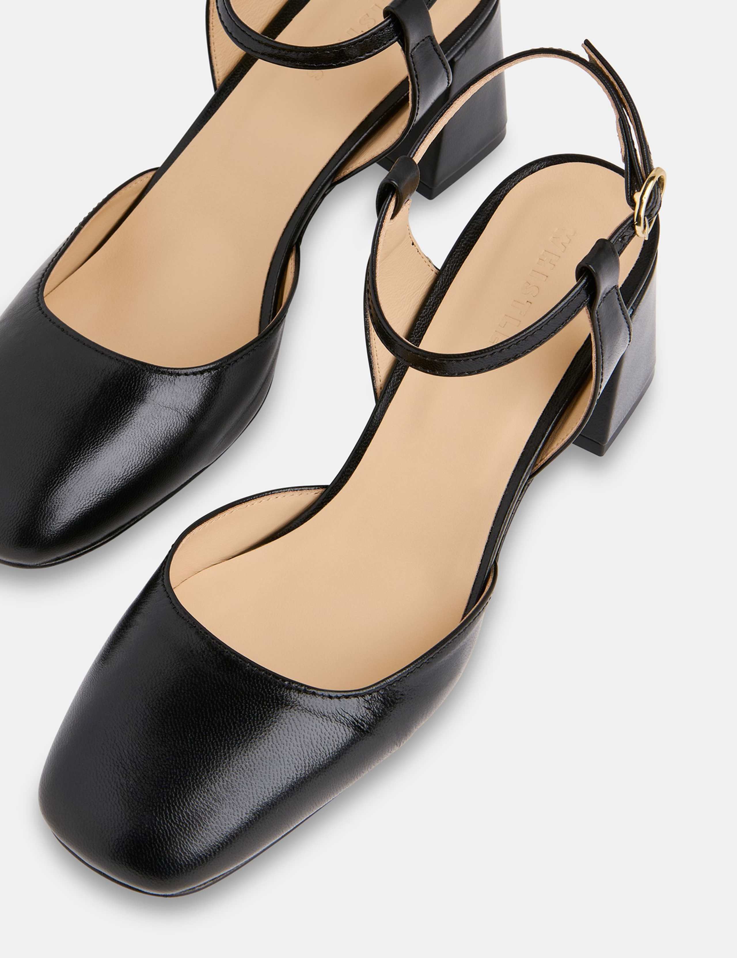 Matilda Leather Metallic Block Heel Shoes 4 of 5