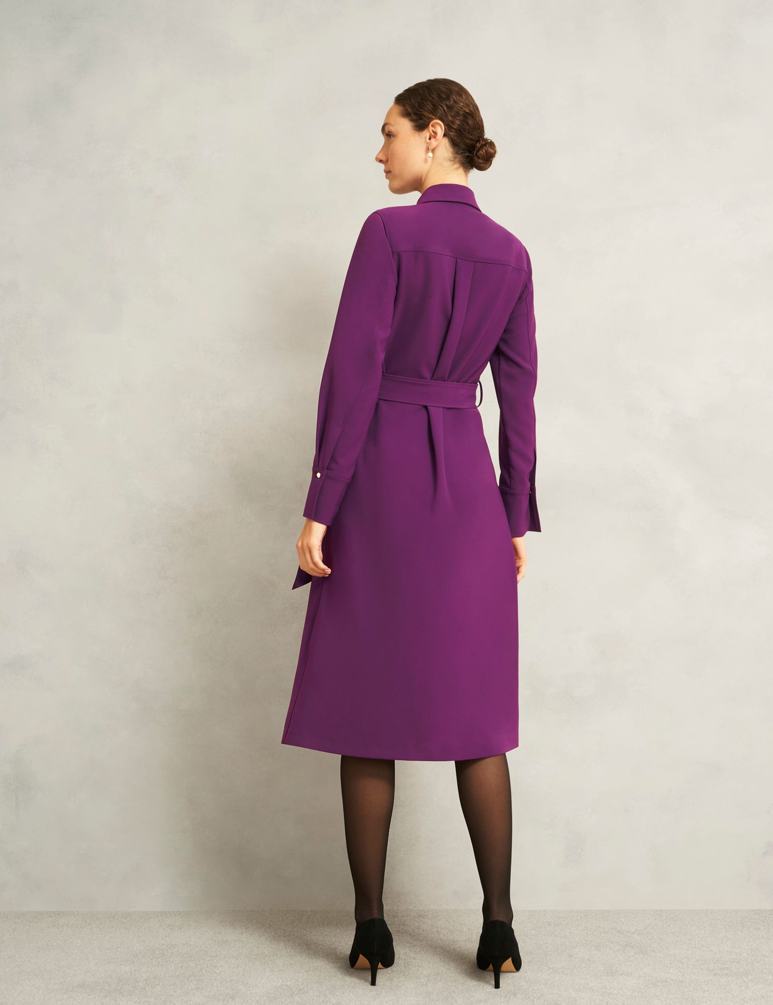 Belted Knee Length Shirt Dress 4 of 6