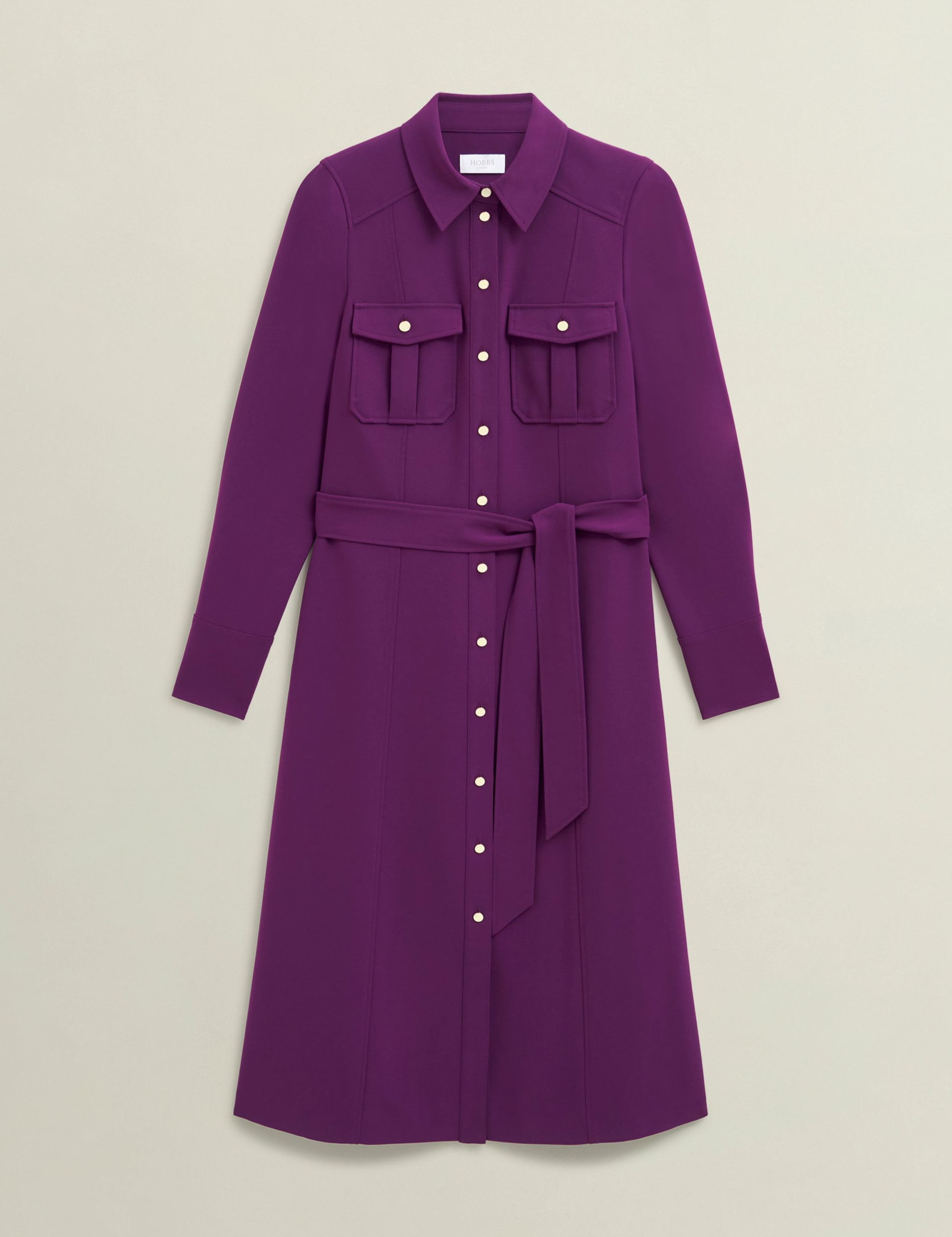 Belted Knee Length Shirt Dress 2 of 6