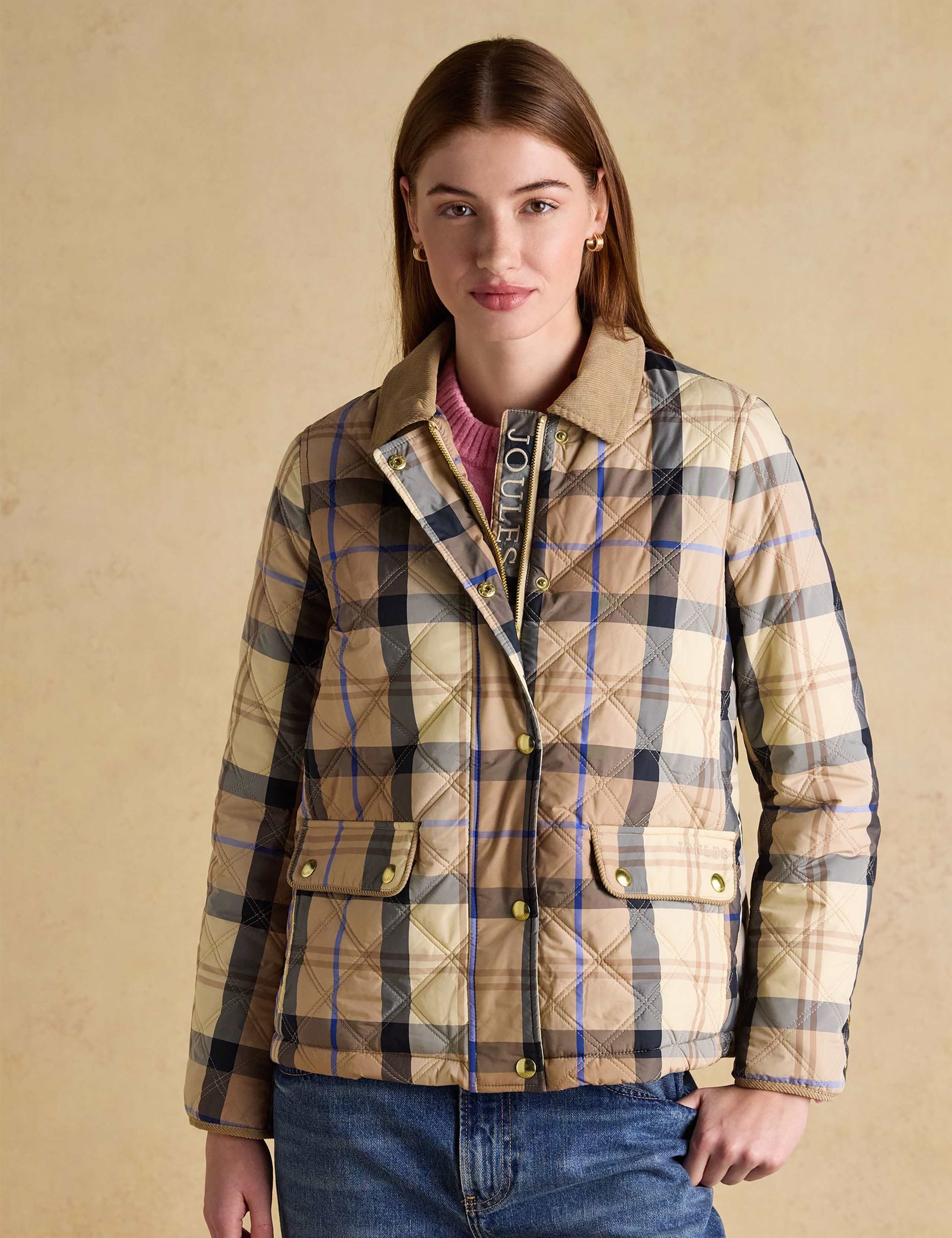 Checked Quilted Collared Jacket 1 of 12