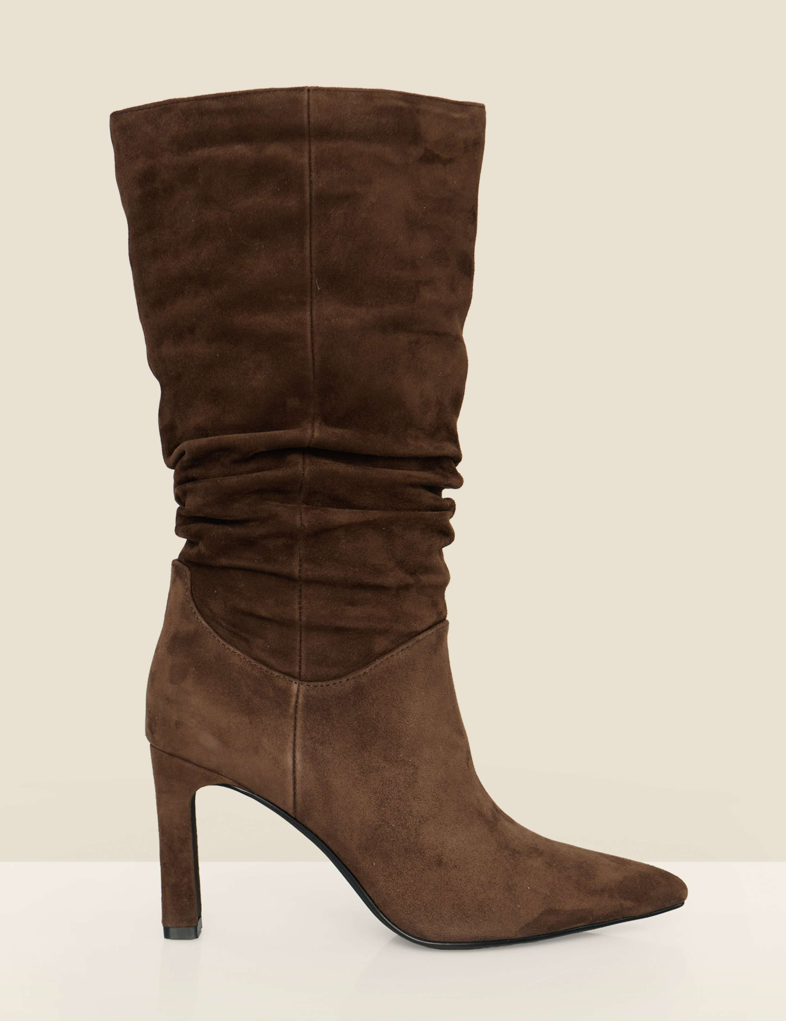 Suede Ruched Pointed Toe Boots 1 of 4
