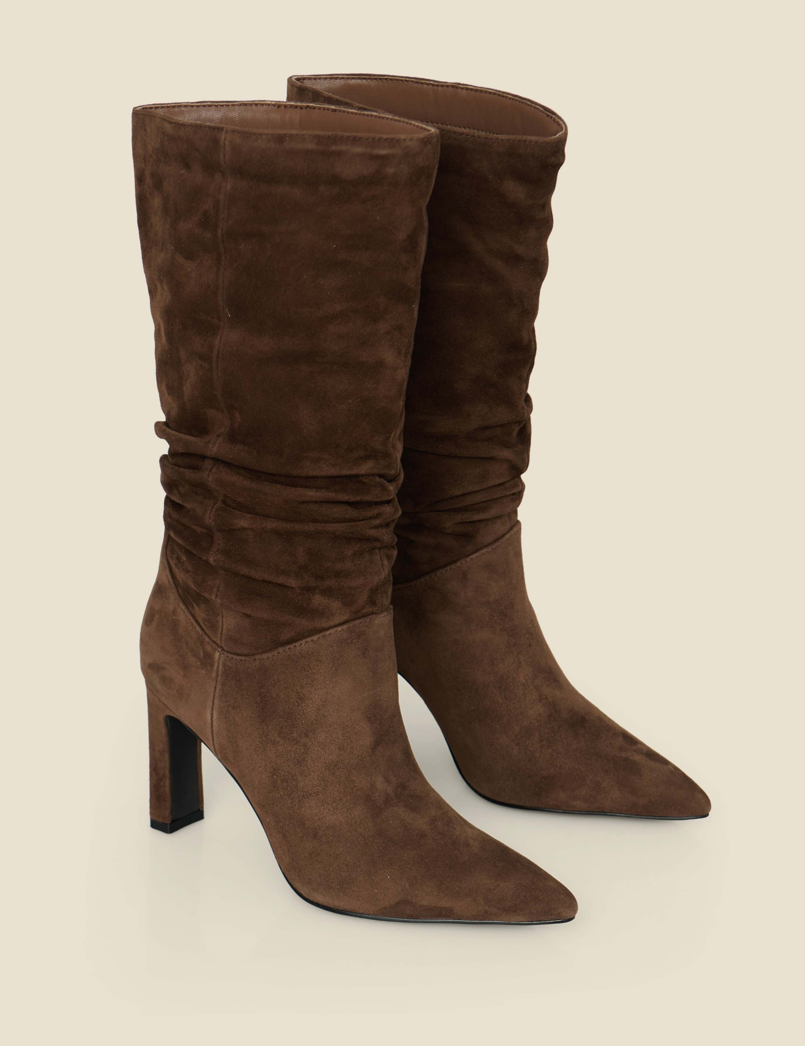 Suede Ruched Pointed Toe Boots 3 of 4