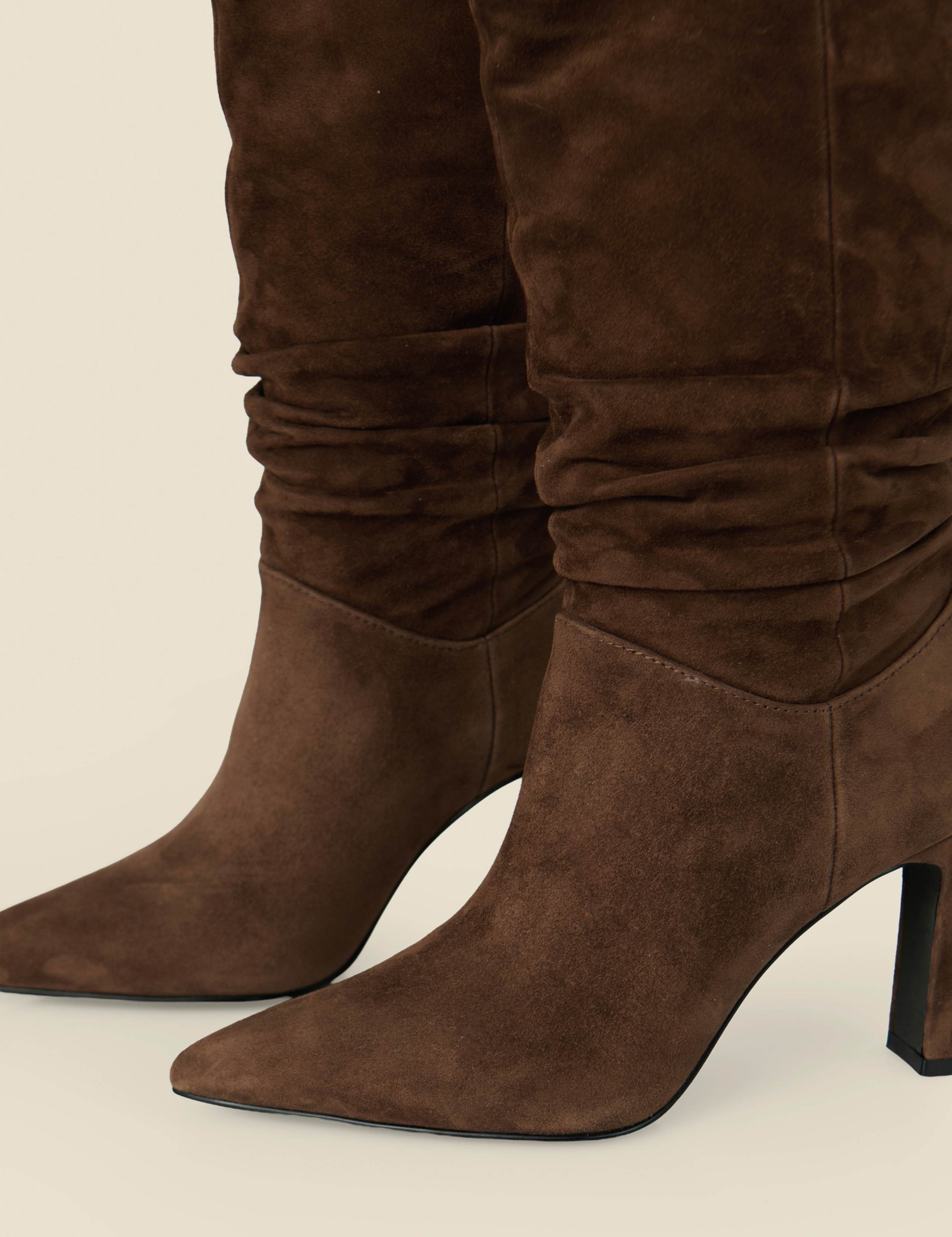 Suede Ruched Pointed Toe Boots 4 of 4