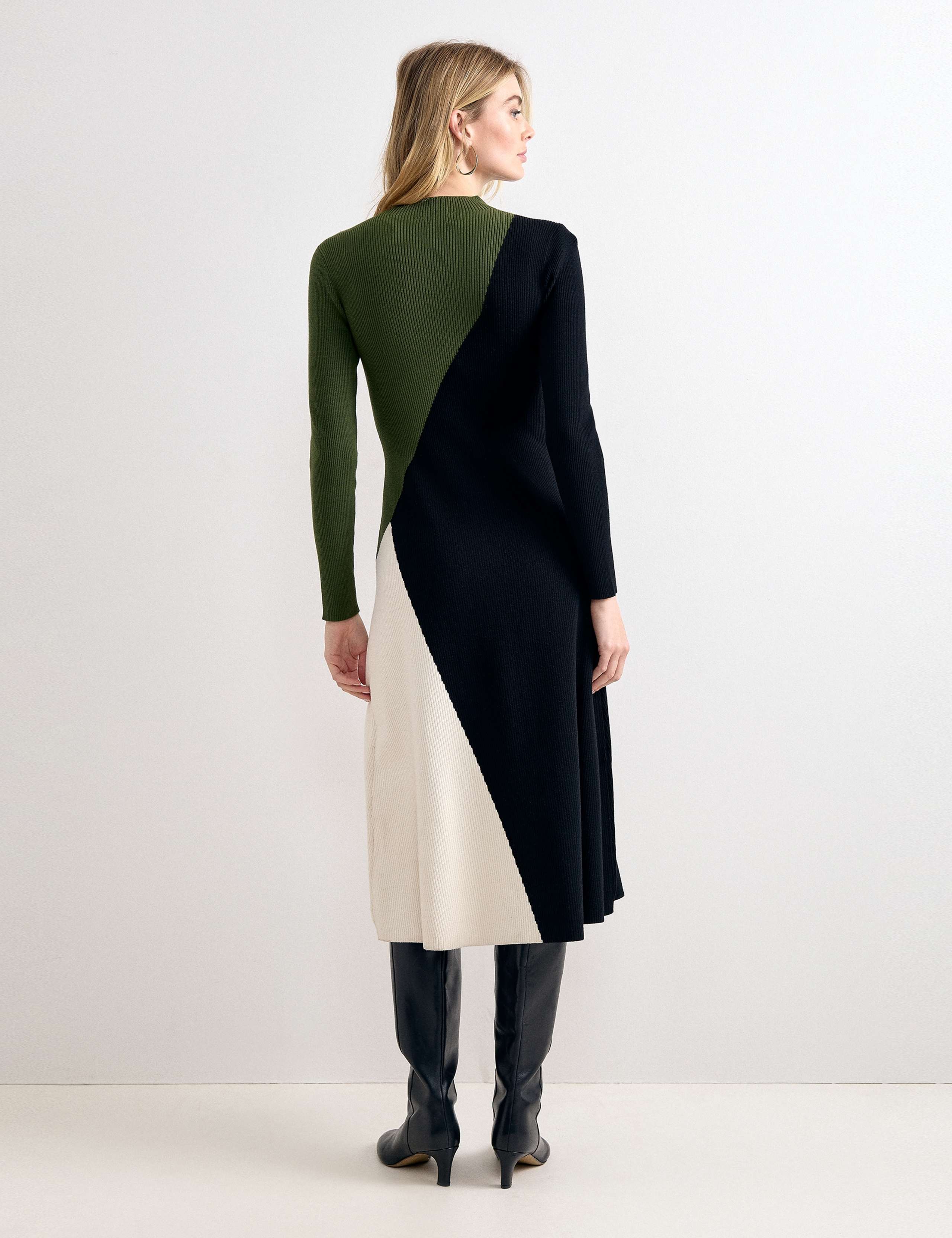 Knitted Colour Block Funnel Neck Midi Dress 5 of 7