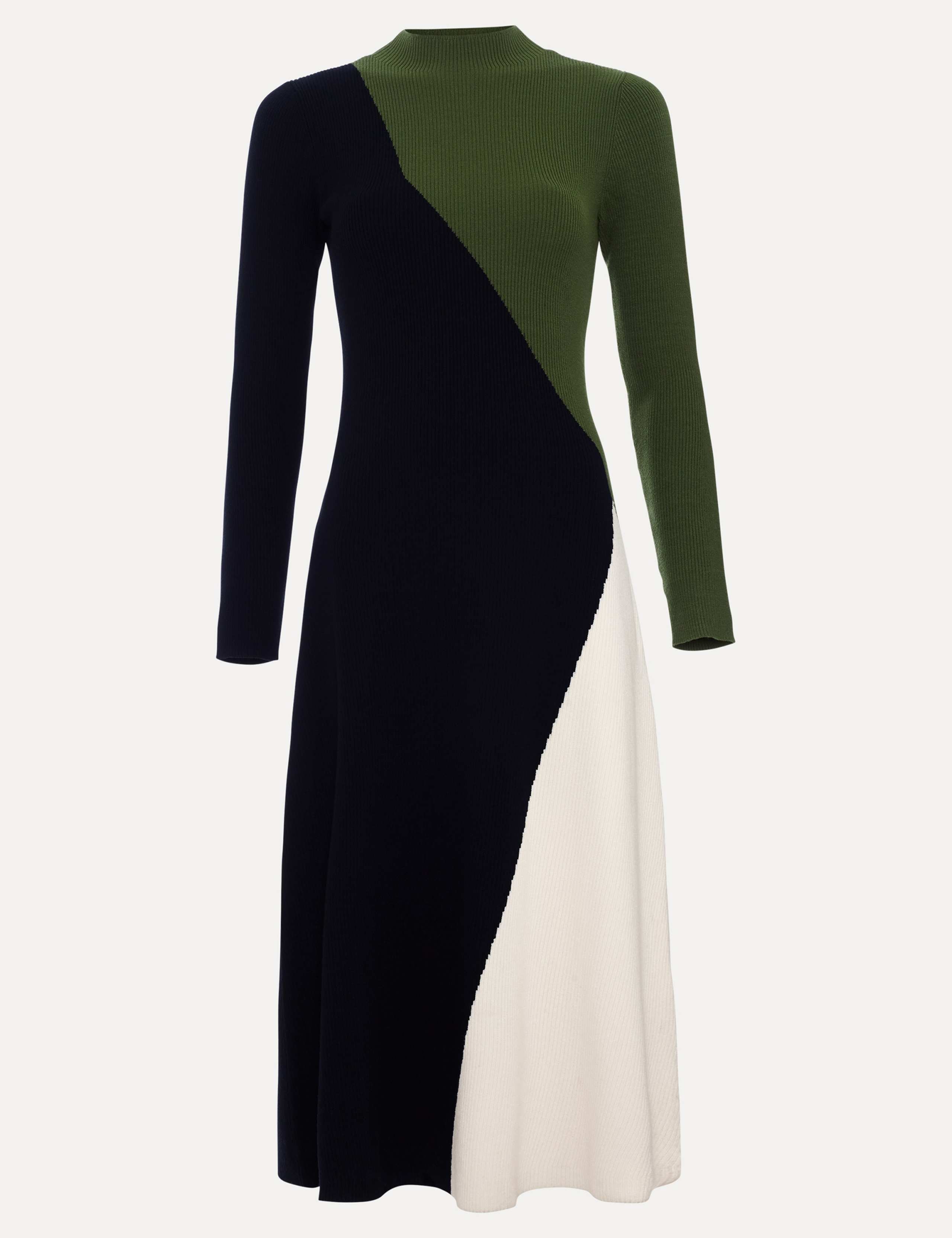 Knitted Colour Block Funnel Neck Midi Dress 2 of 7