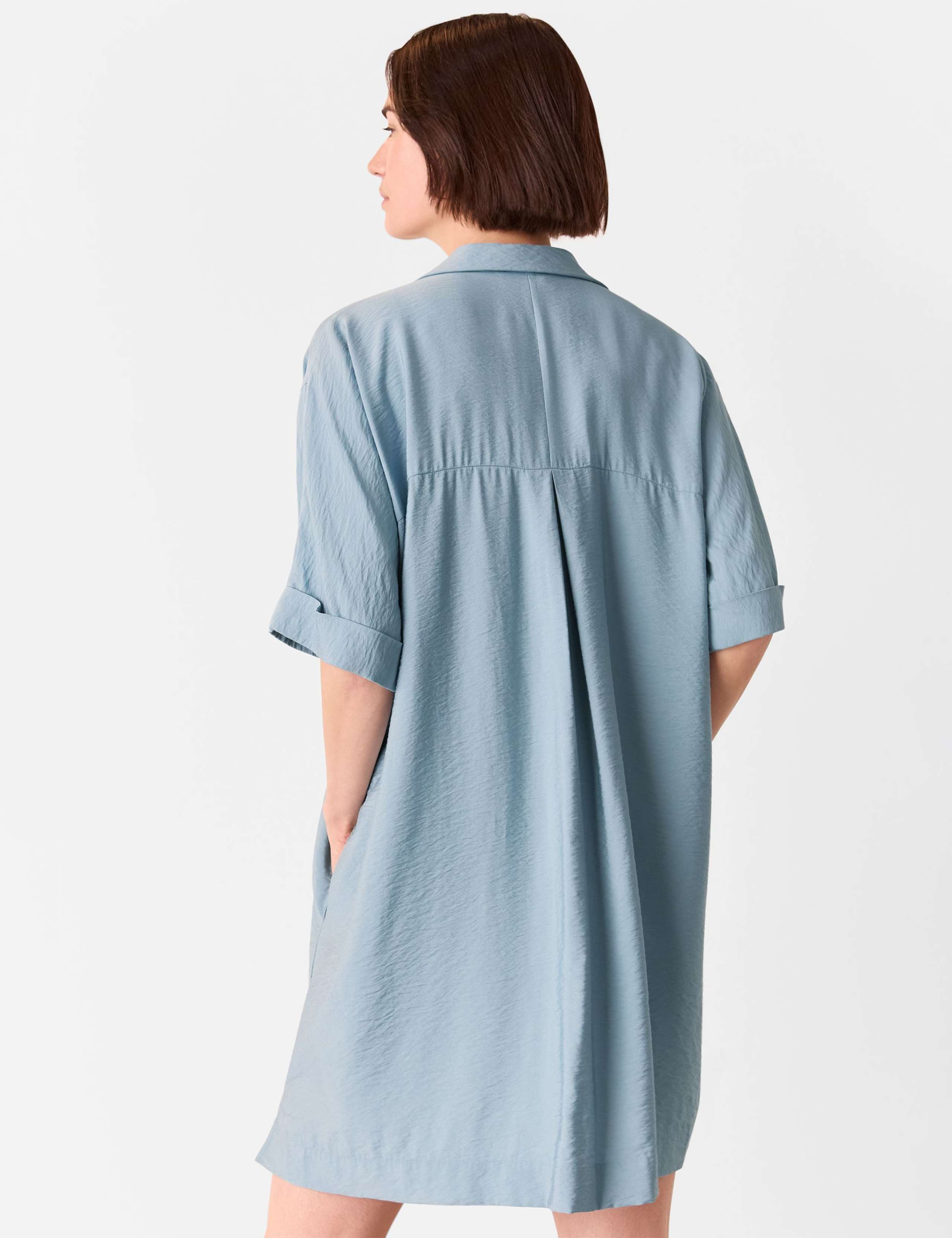 Collared V-Neck Mini Smock Dress 3 of 4