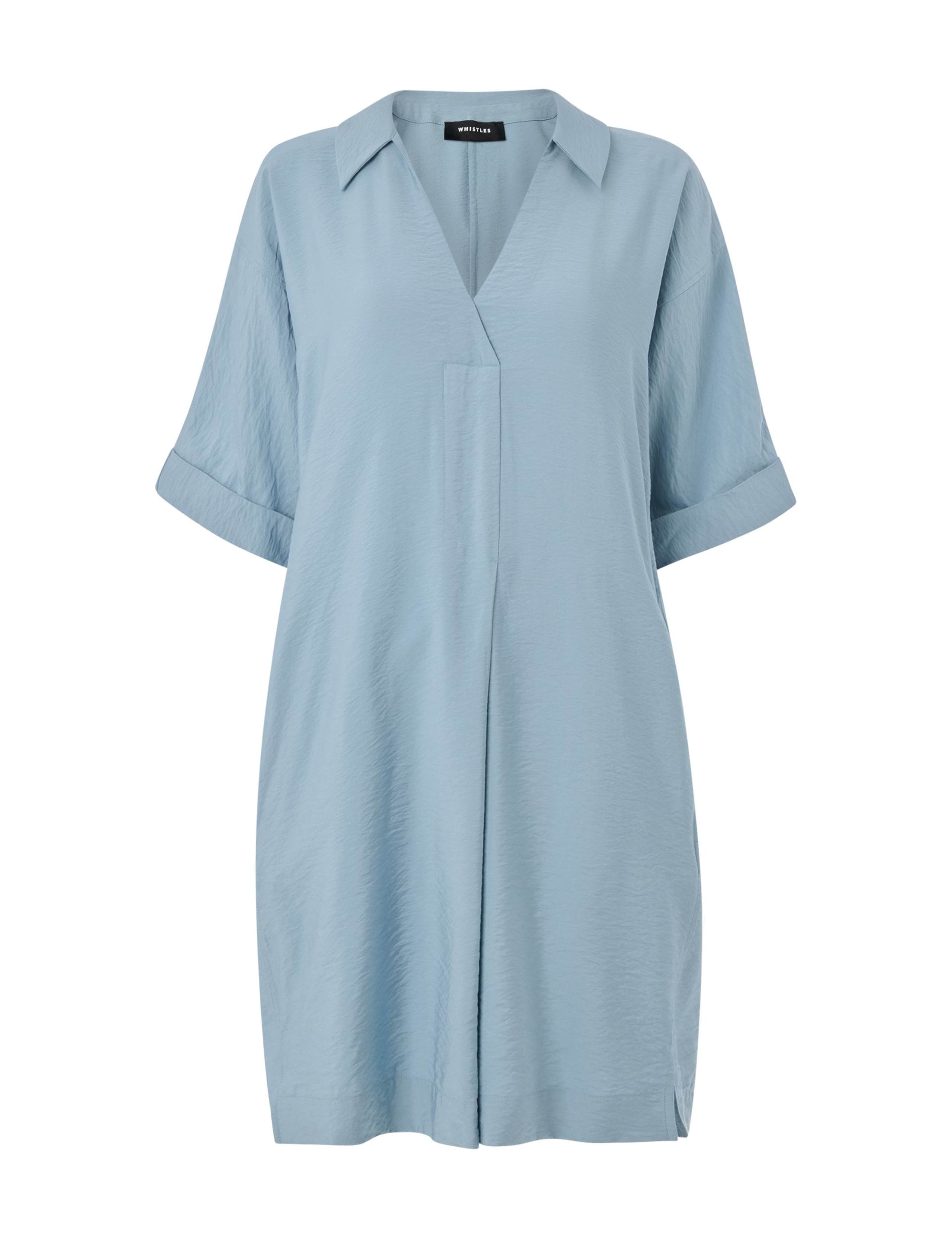 Collared V-Neck Mini Smock Dress 2 of 4