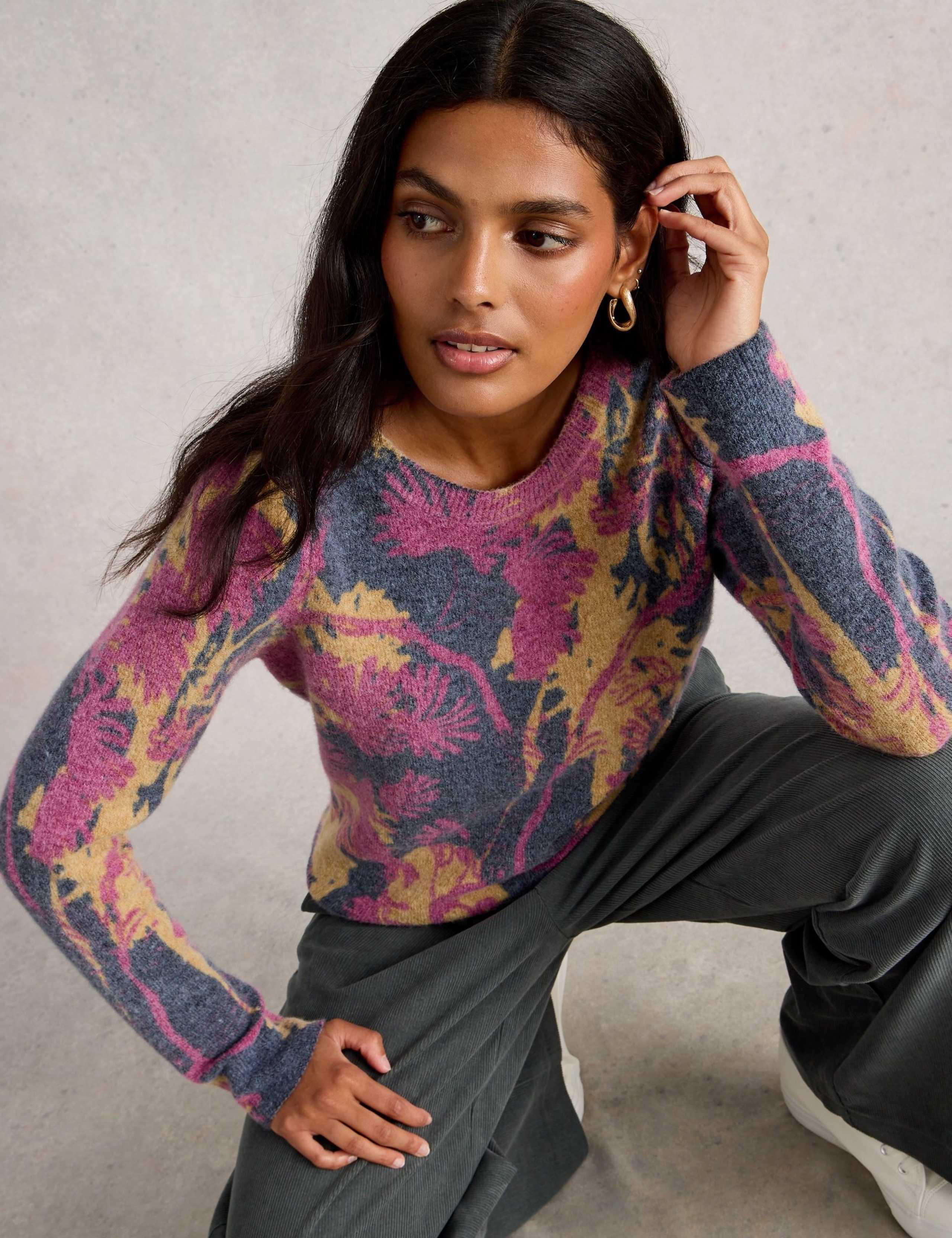 Wool Blend Printed Crew Neck Jumper 5 of 6