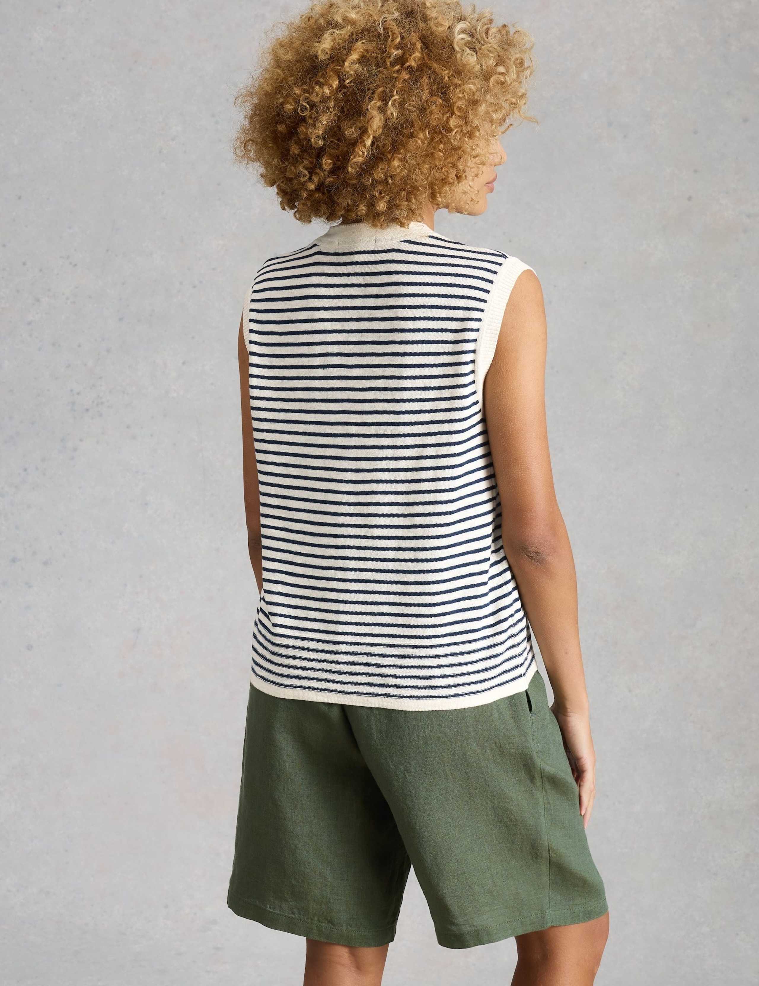 Cotton Rich Striped Tank Top with Linen 5 of 6