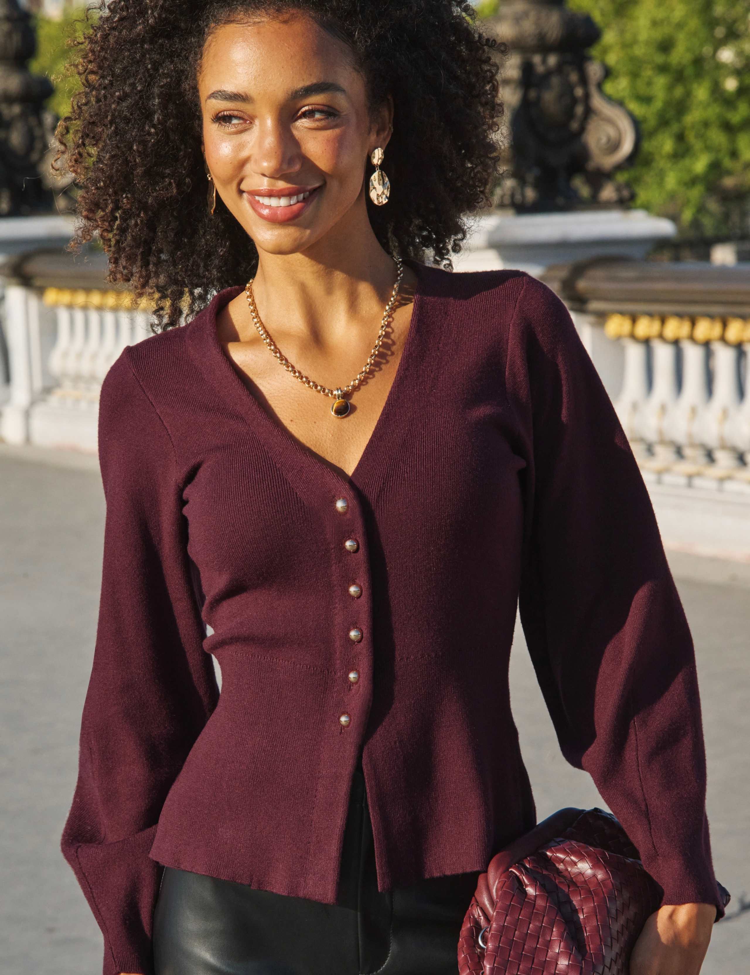 Cinched Waist Rib Knit Cardigan 3 of 7