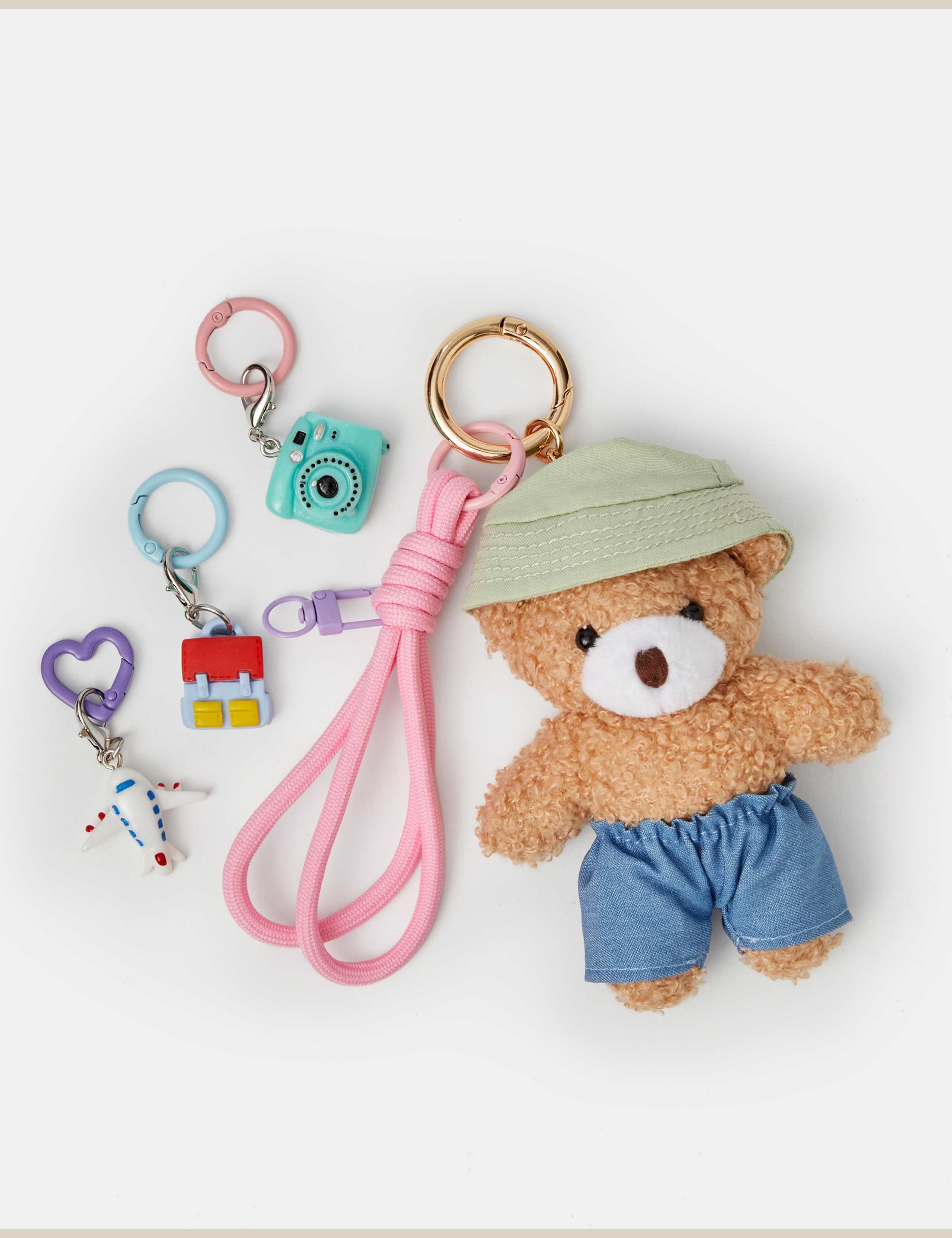 3 Pack Travel Teddy Bag Charm Keyring 2 of 3