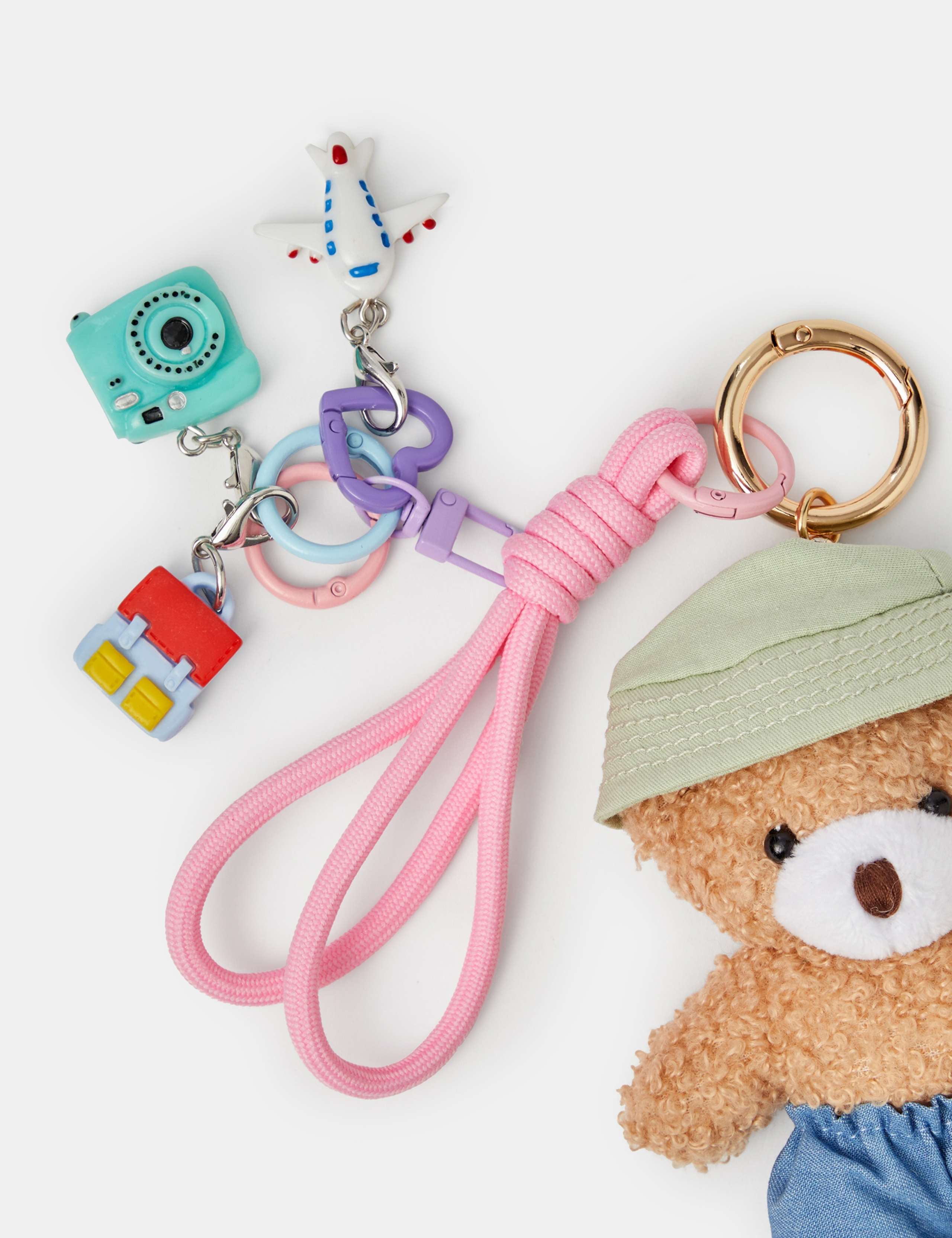 3 Pack Travel Teddy Bag Charm Keyring 3 of 3