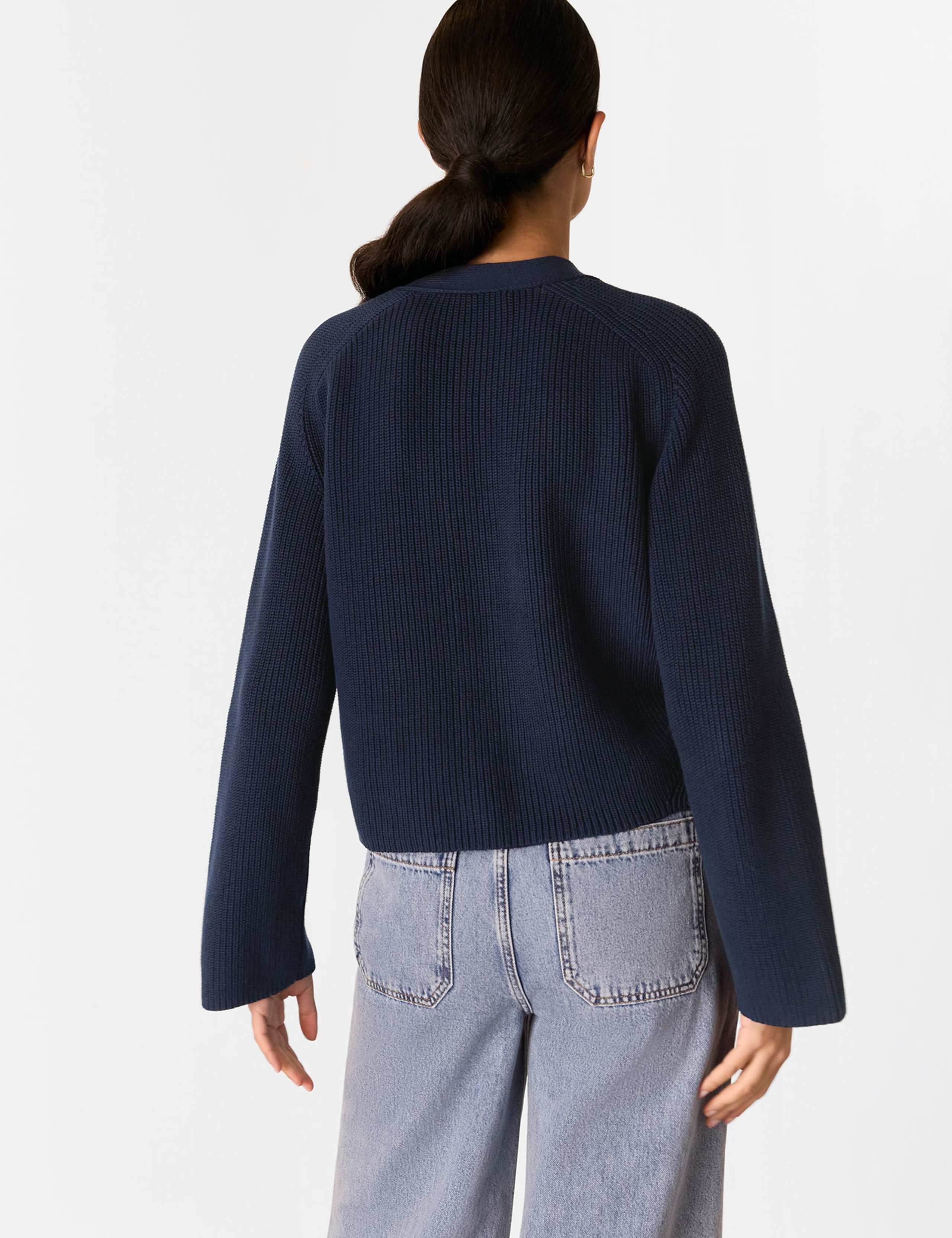 Pure Cotton Button Front Cropped Cardigan 4 of 4