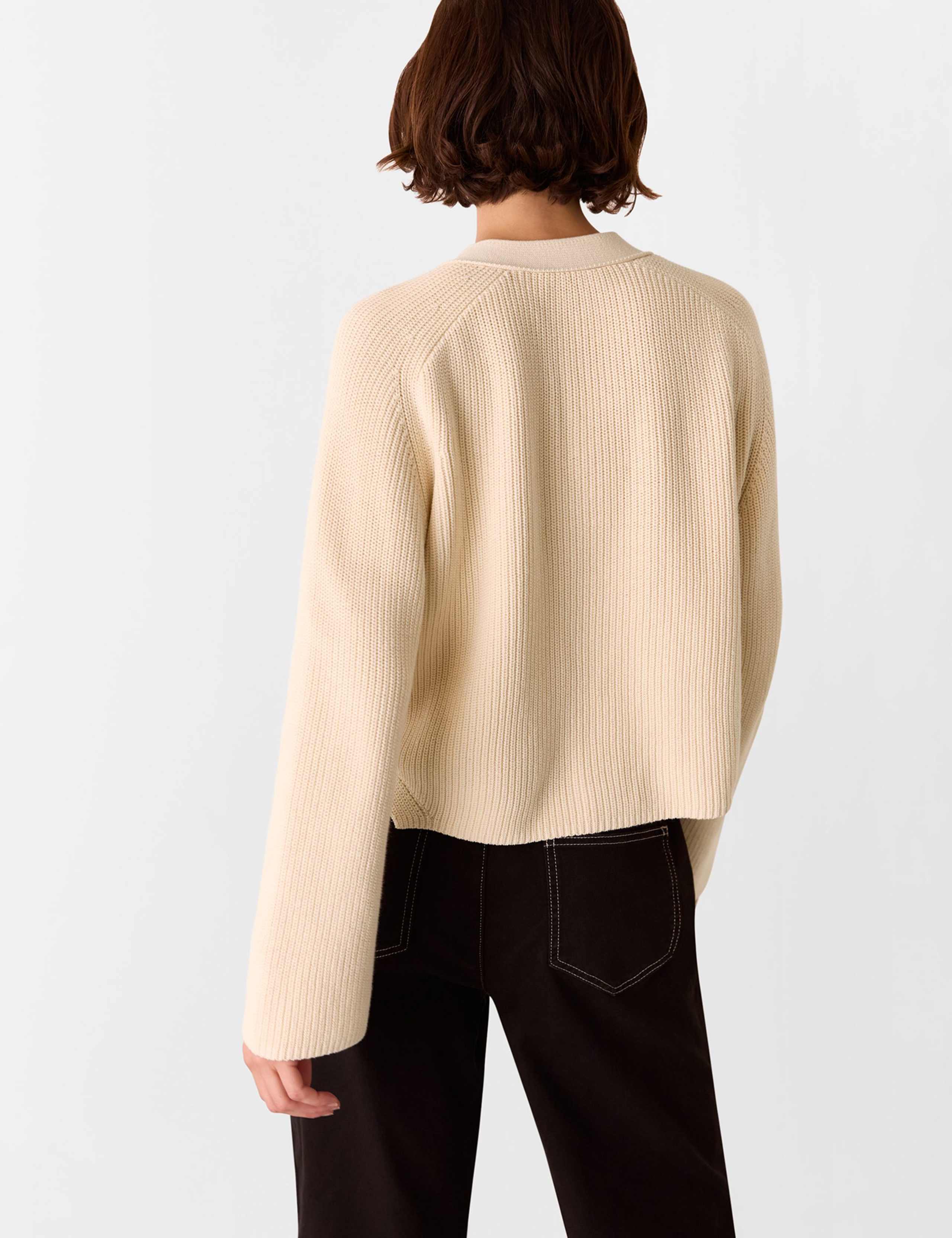 Pure Cotton Button Front Cropped Cardigan 4 of 4