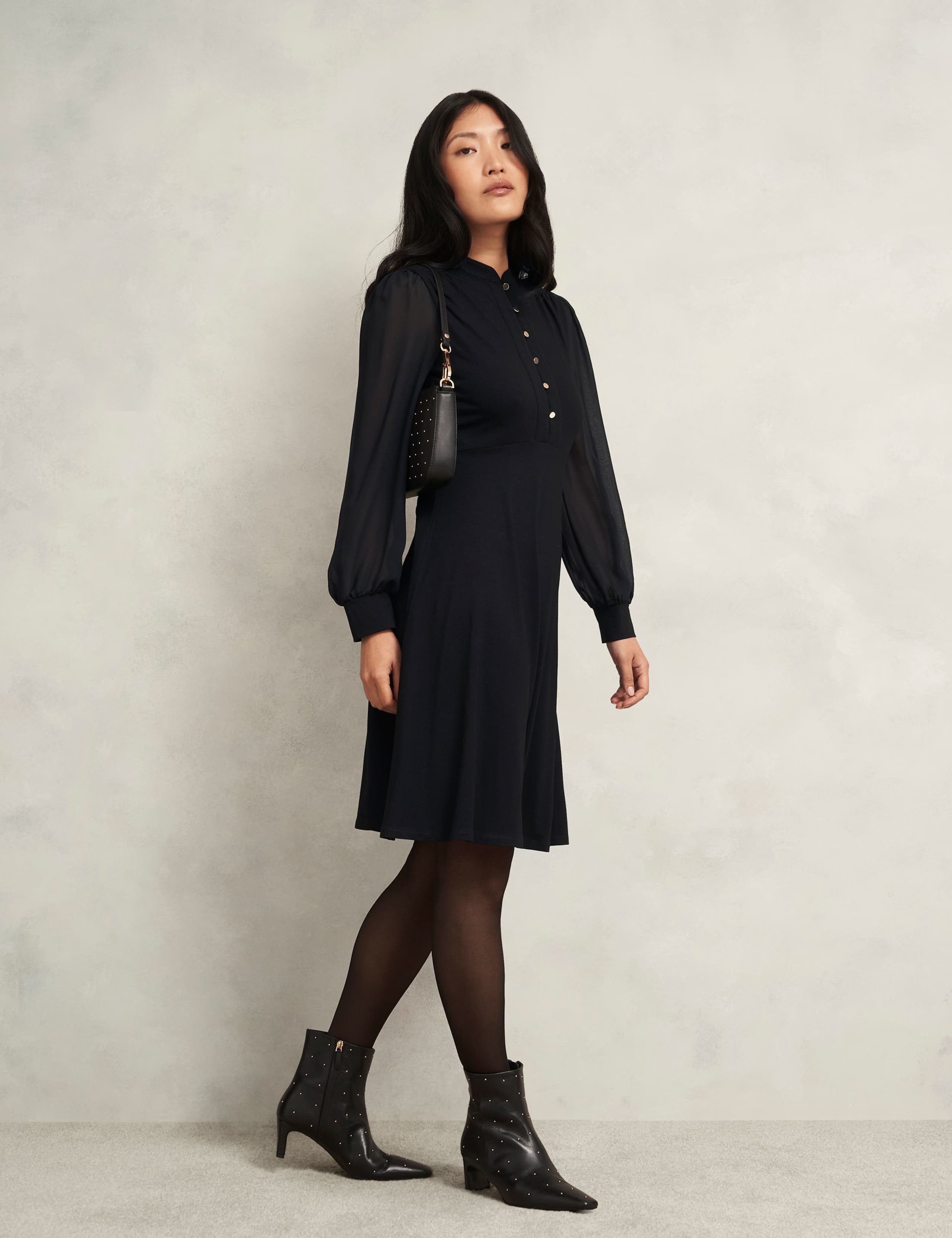 Jersey High Neck Knee Length Skater Dress 3 of 6