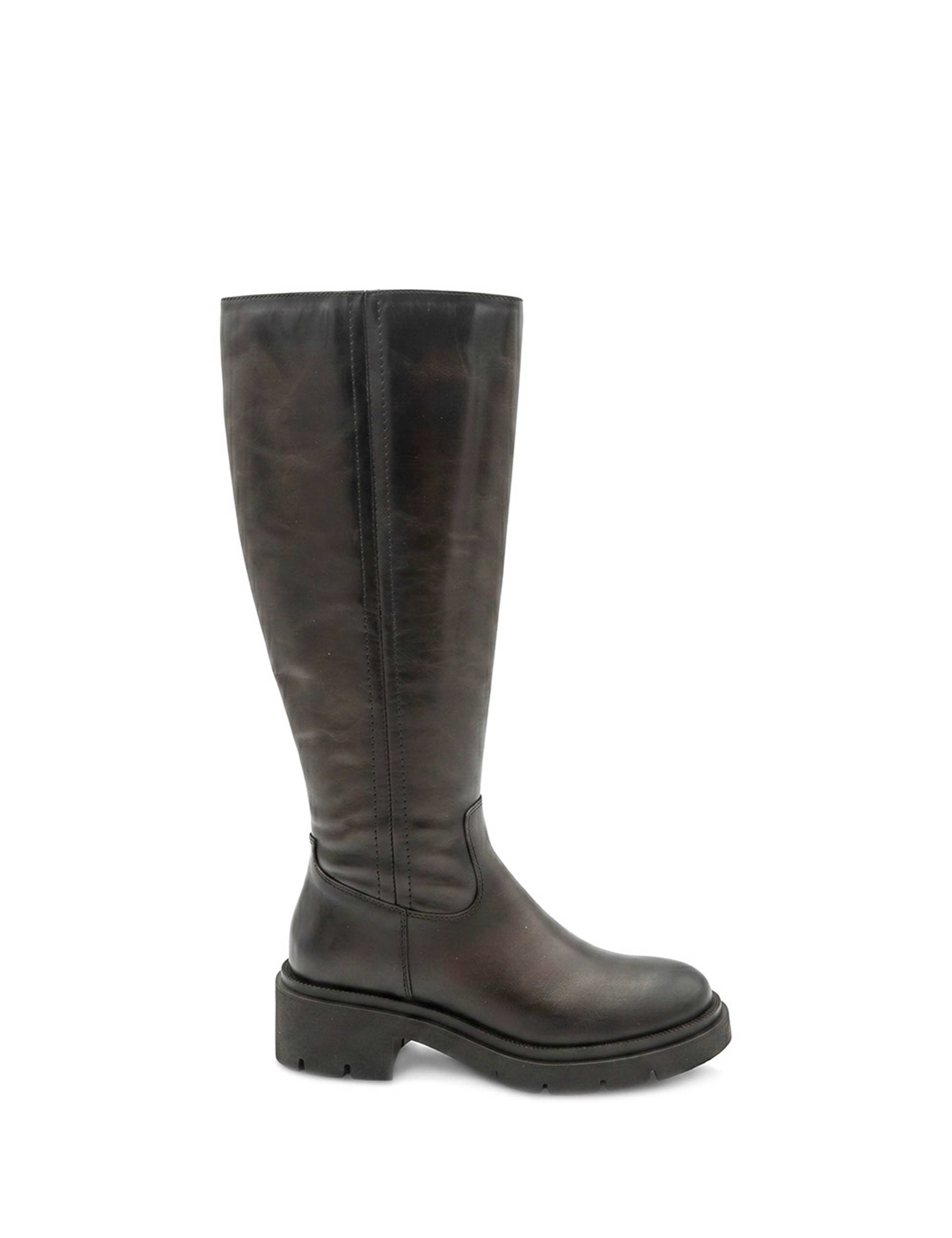 Leather Block Heel Knee High Boots 2 of 6
