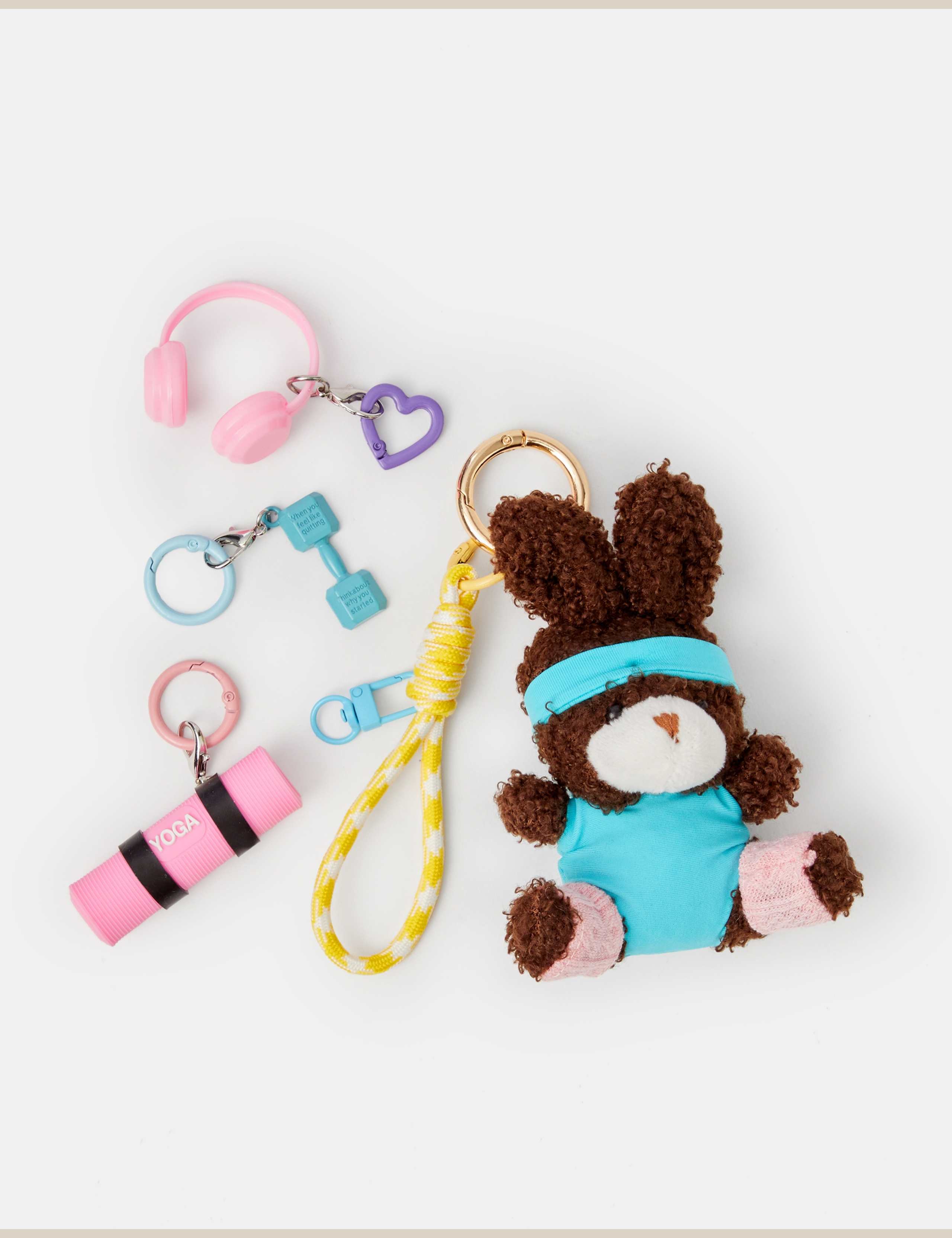3 Pack Gym Bunny Bag Charm Keyring 2 of 3