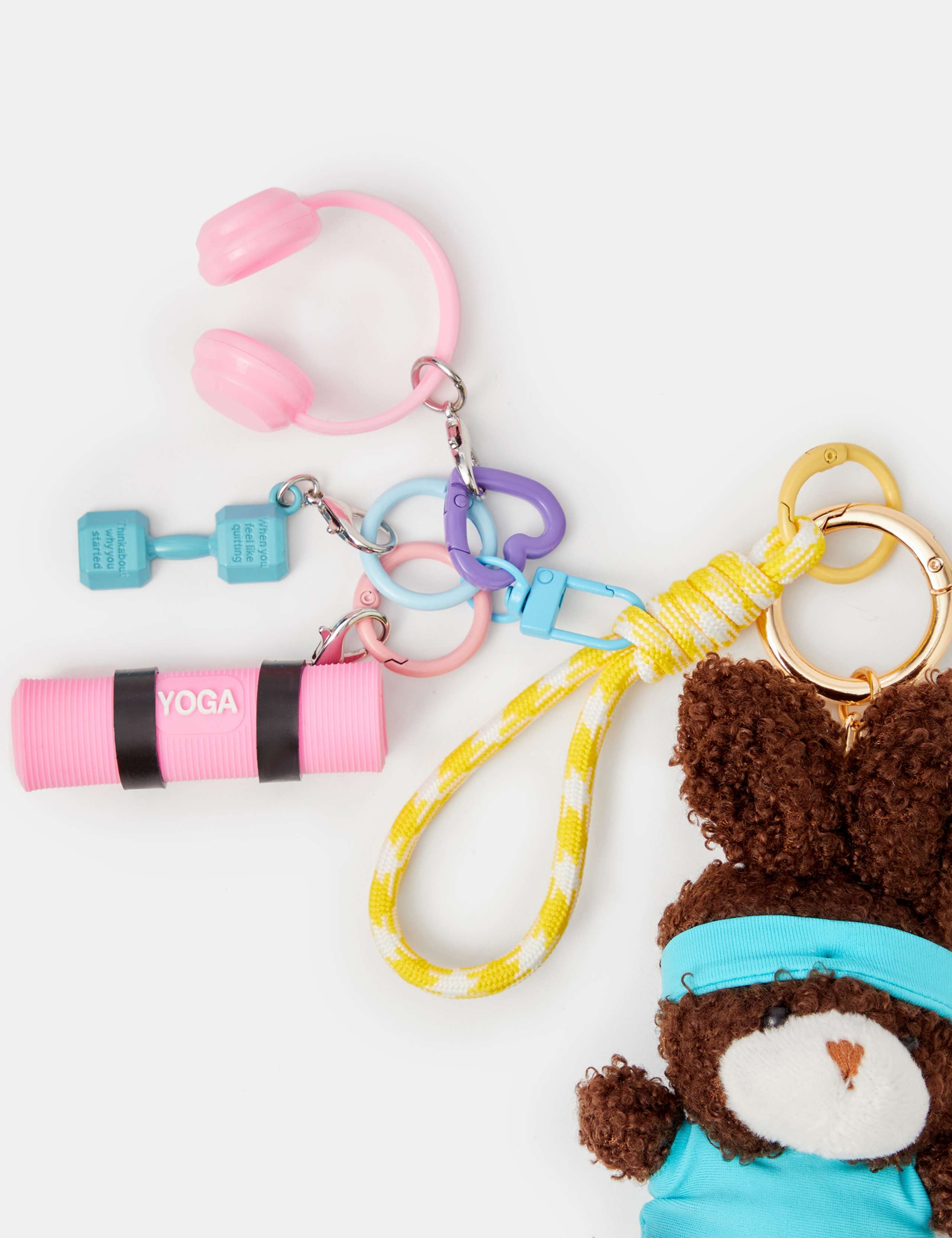 3 Pack Gym Bunny Bag Charm Keyring 3 of 3