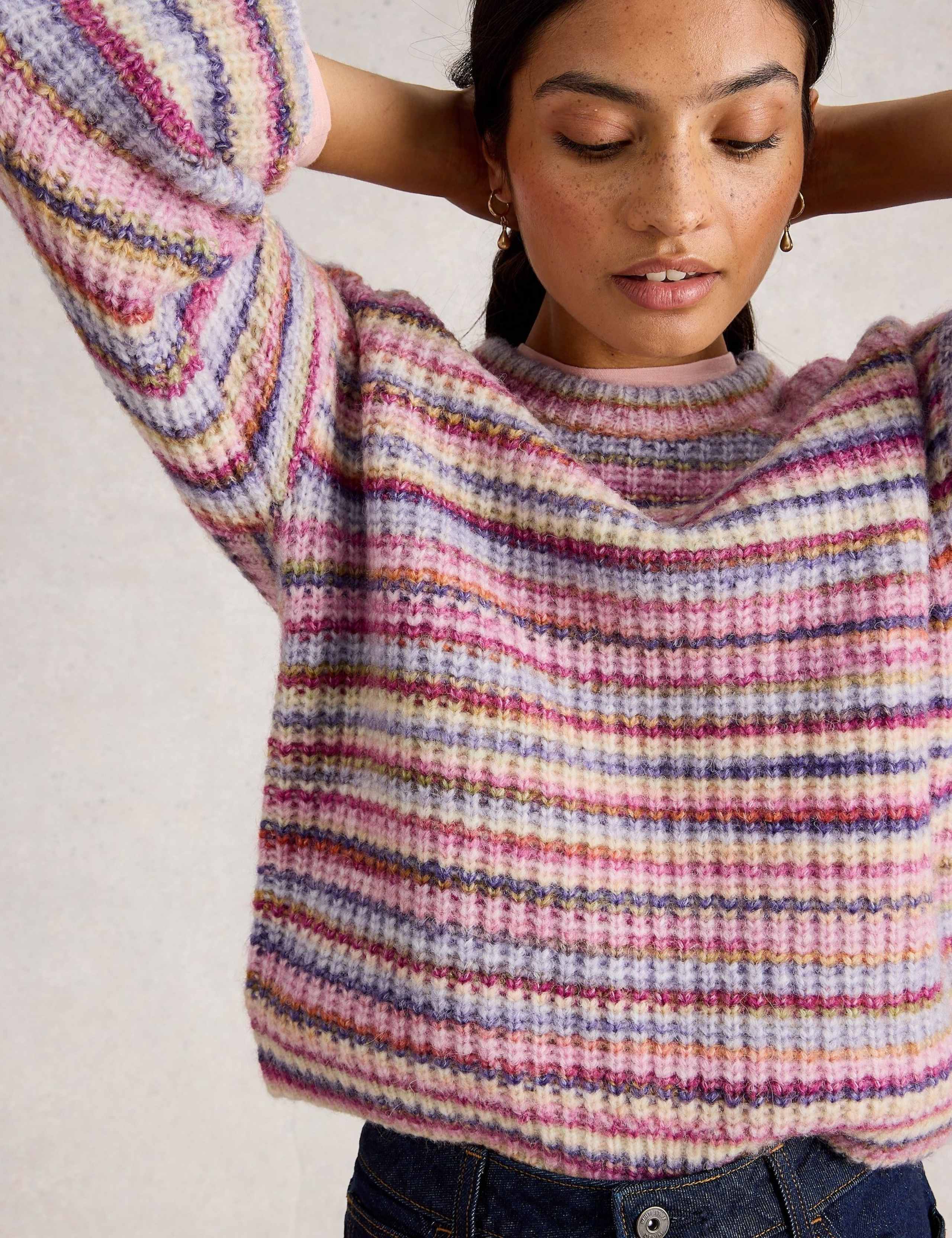Striped Crew Neck Jumper with Wool 3 of 6