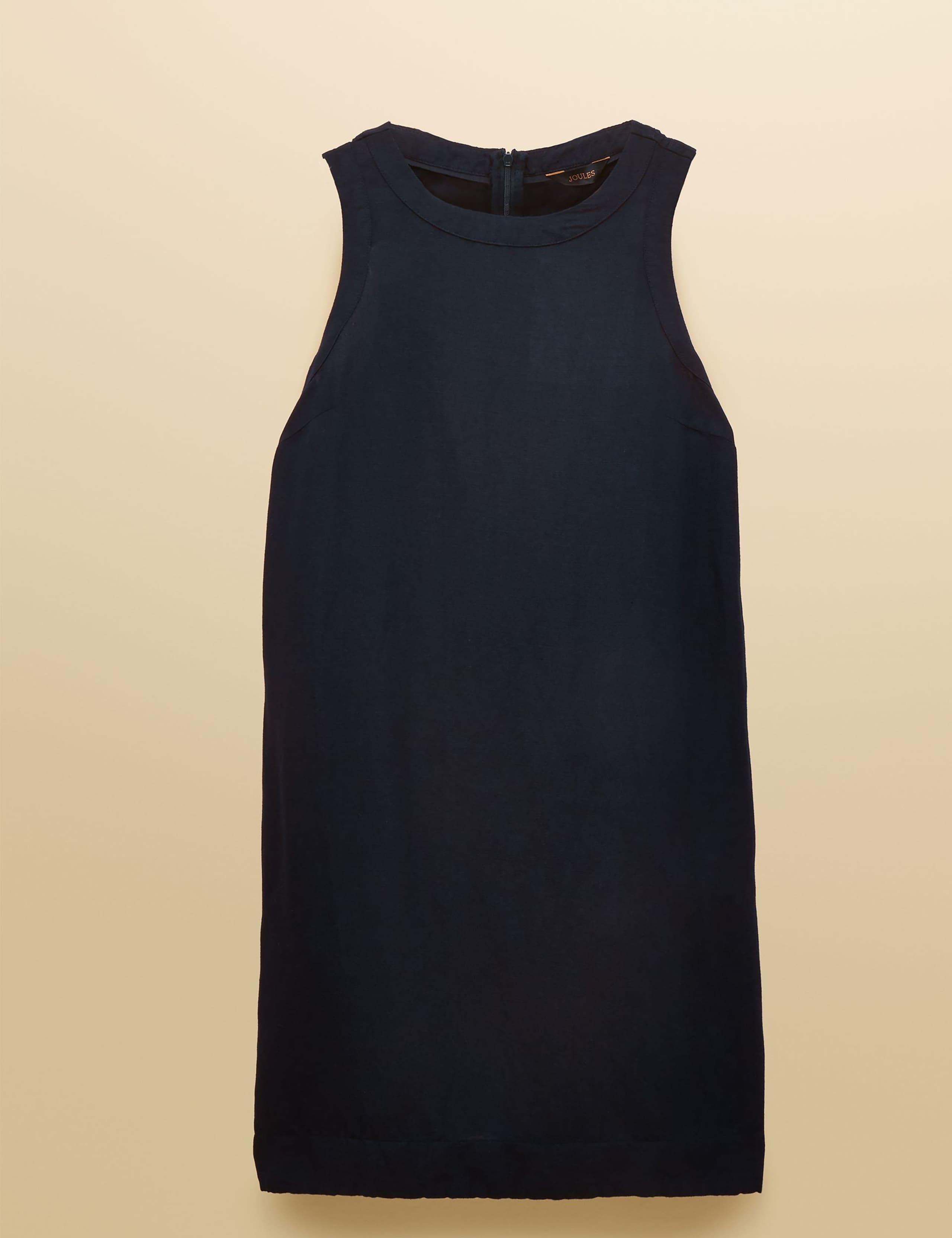 Linen Blend Round Neck Mini Shift Dress 2 of 6