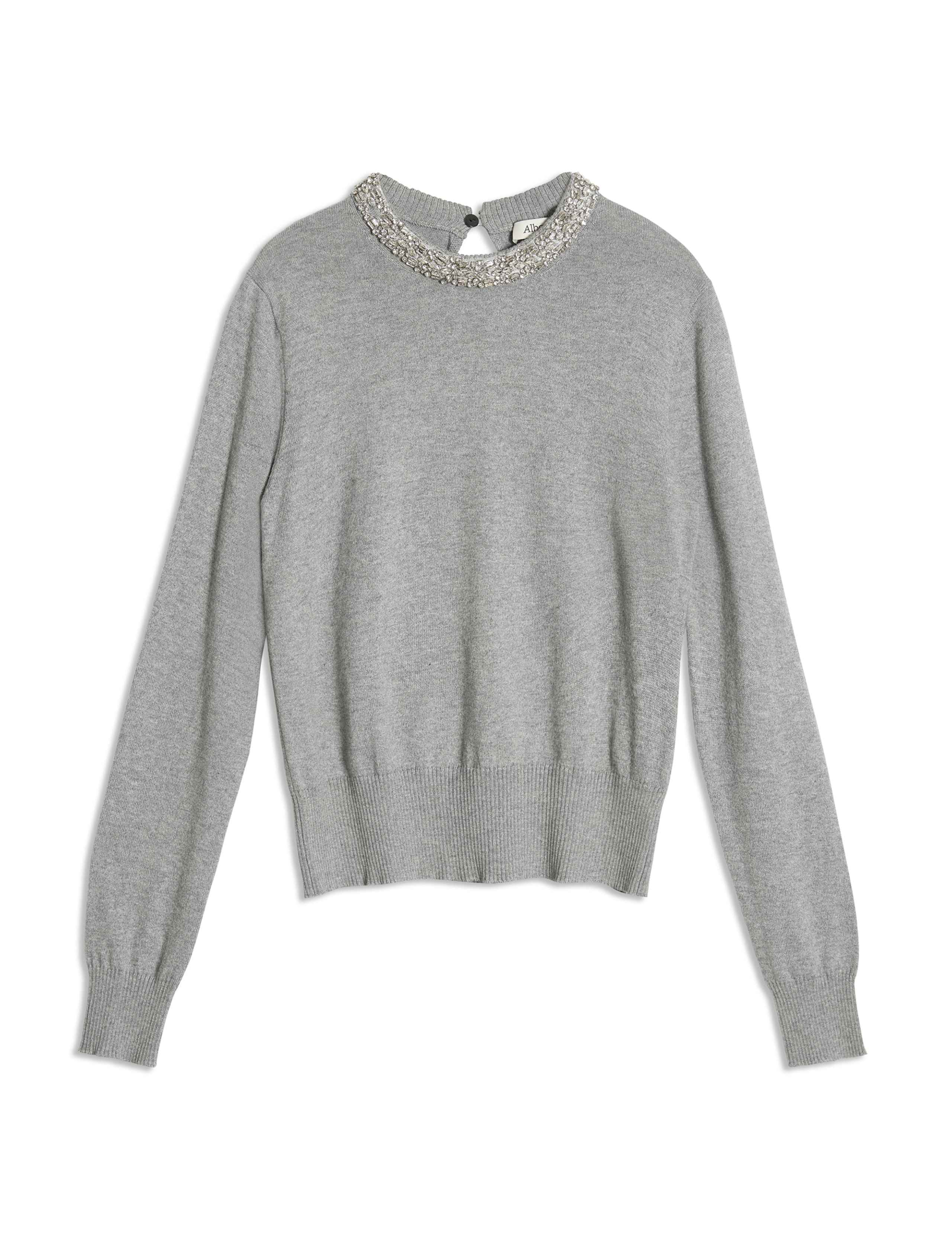 Cotton Blend Embellished Crew Neck Jumper 2 of 5