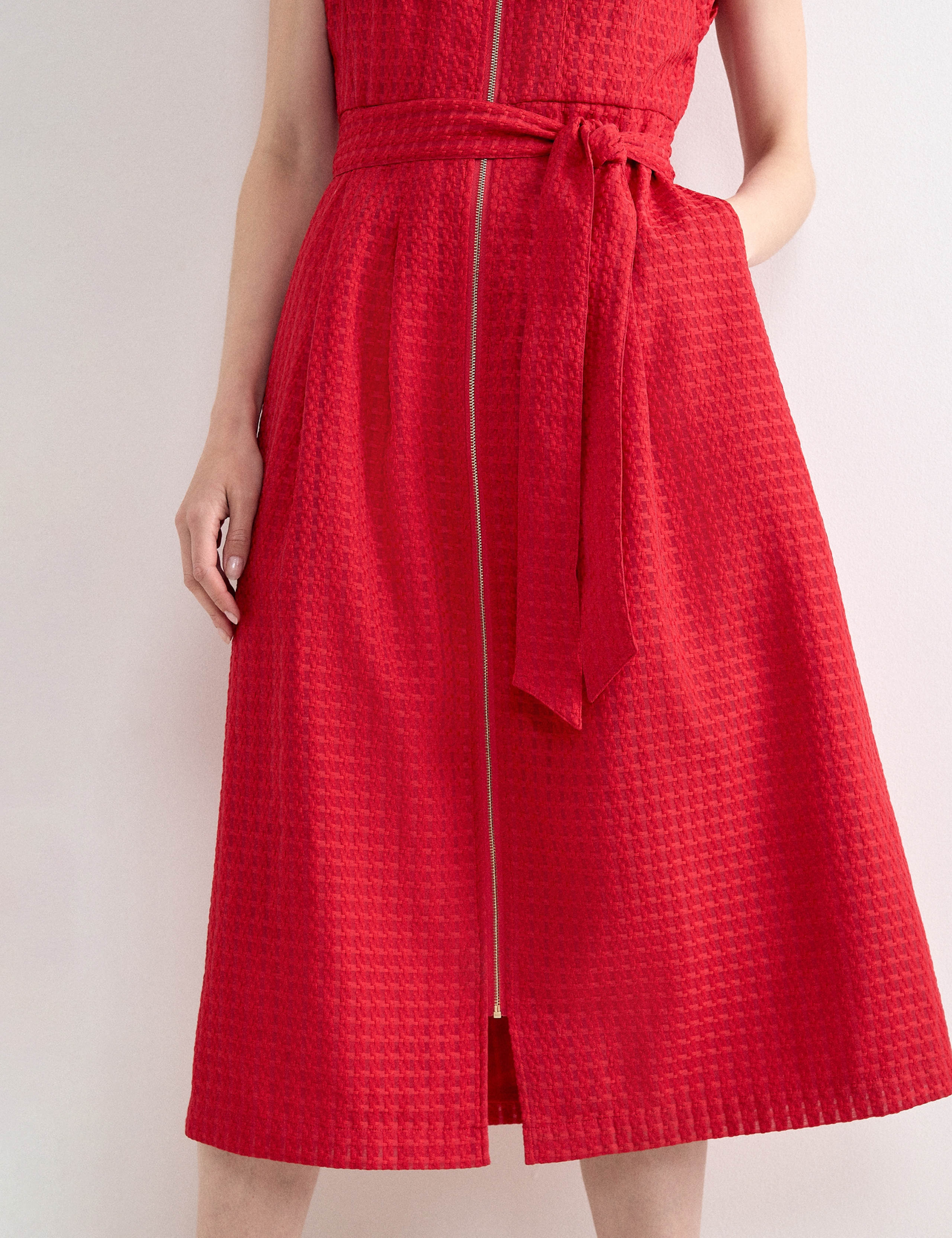 Textured Collarless Zip Up Midi Waisted 3 of 7